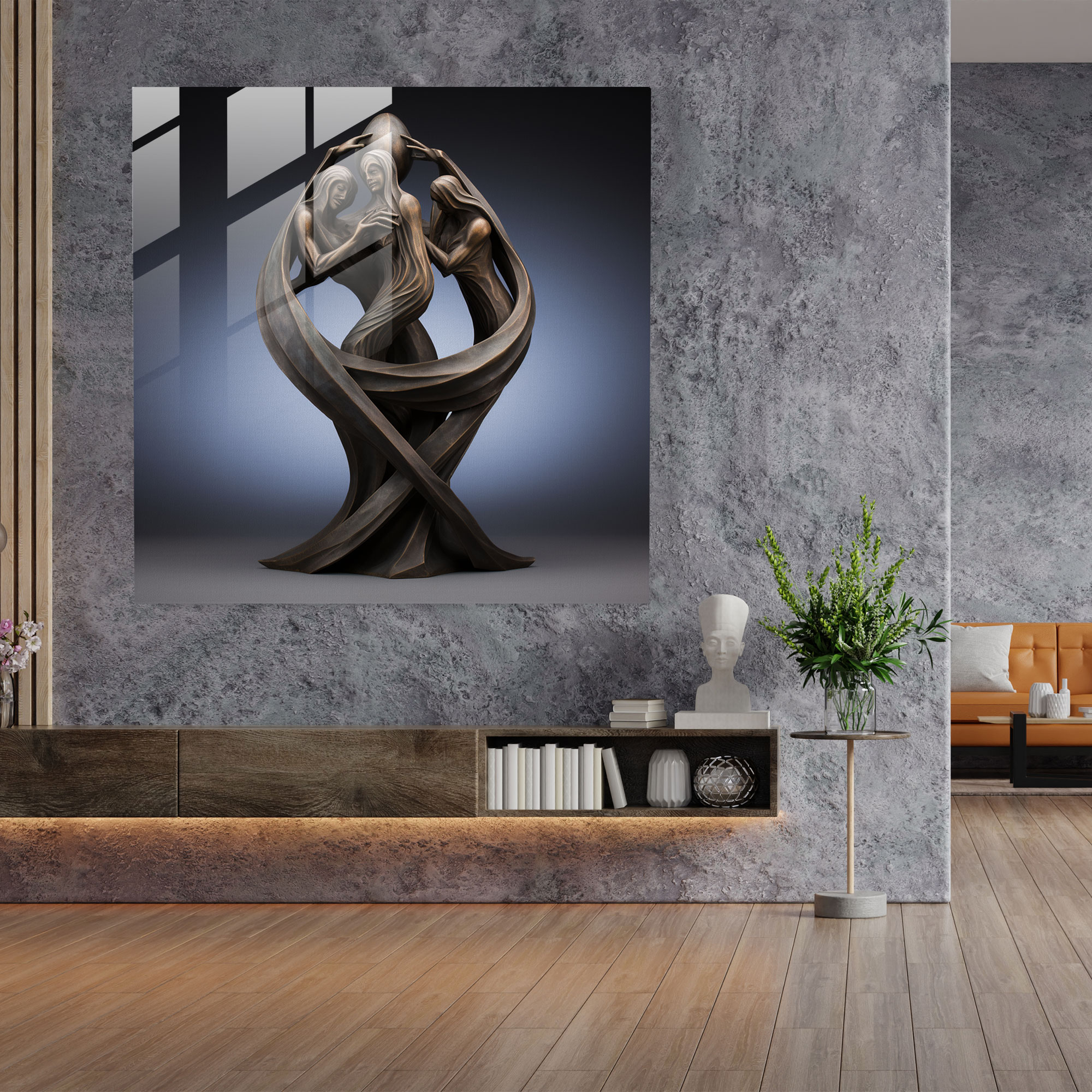Eternal Connection Glass Print - Spiritual, Abstract Sculpture, Spiritual, Wall Decoration
