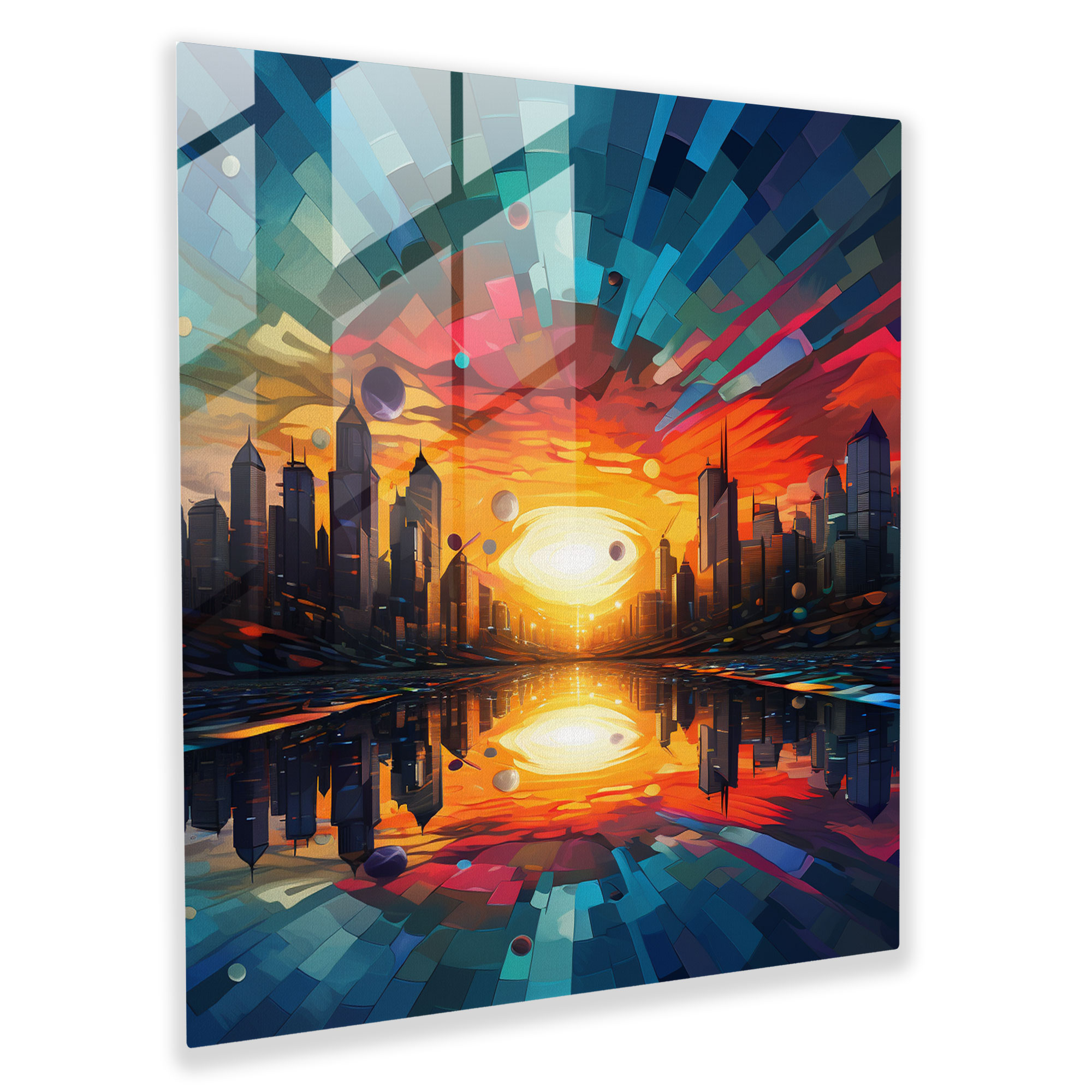 Modern Sunset Glass Print - Sunset, Wall Decoration, Contemporary Digital Painting, Glass Wall Art