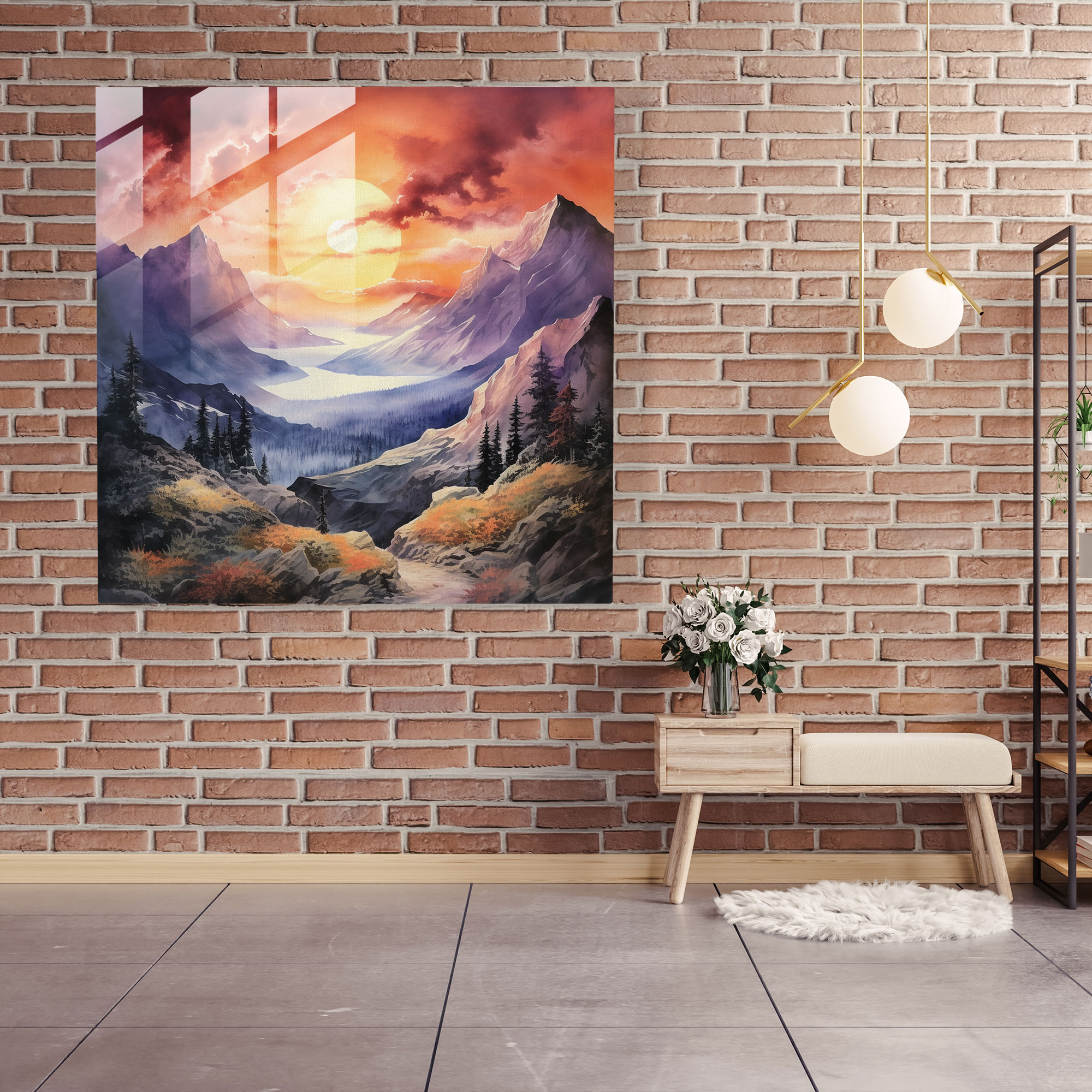 Enchanting Sunset Glass Print - Sunset, Home Decoration, Modern Art, Magic