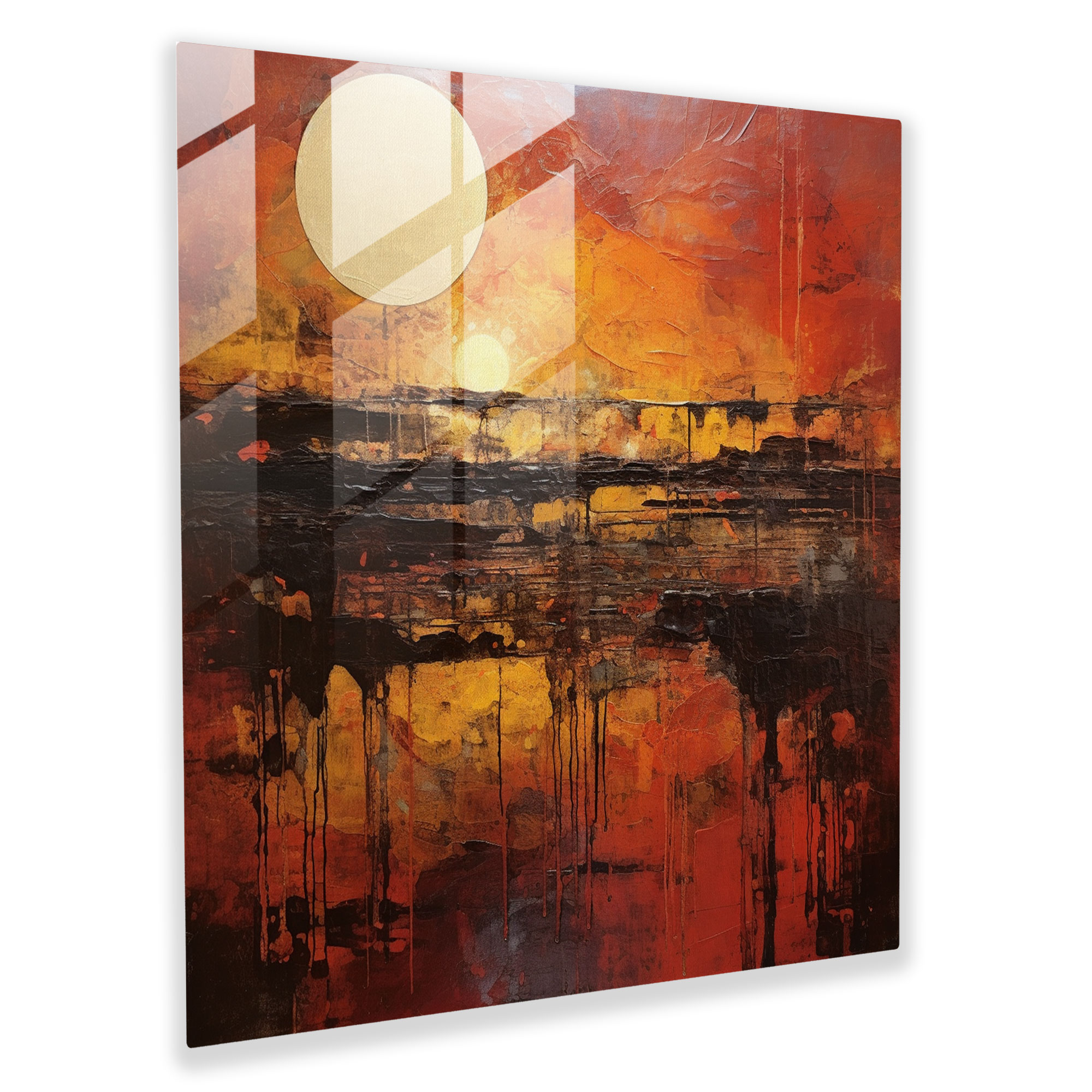 Sunset Aura Glass Print - Sunset, Modern Art, Glass Art, Home Decoration