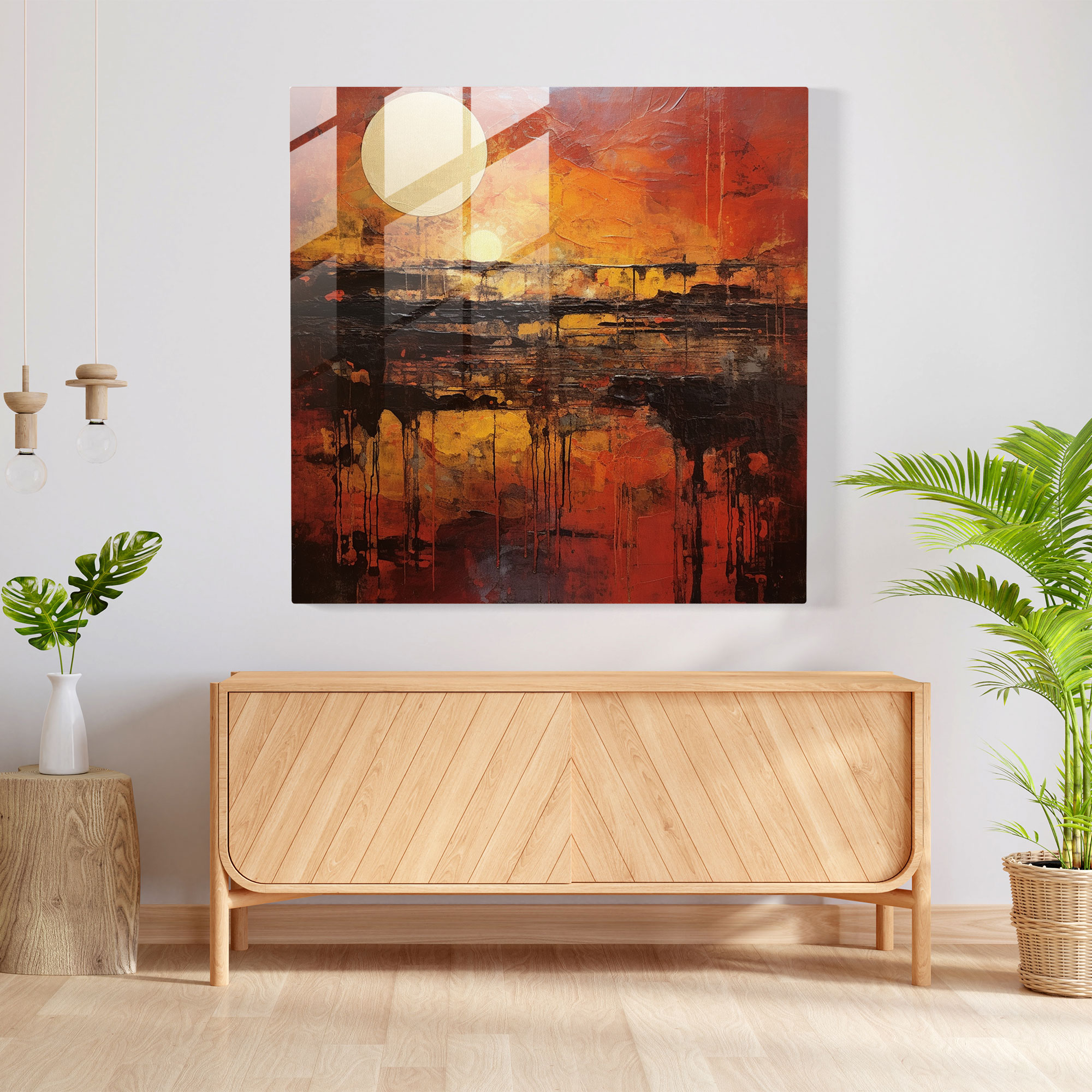 Sunset Aura Glass Print - Sunset, Modern Art, Glass Art, Home Decoration