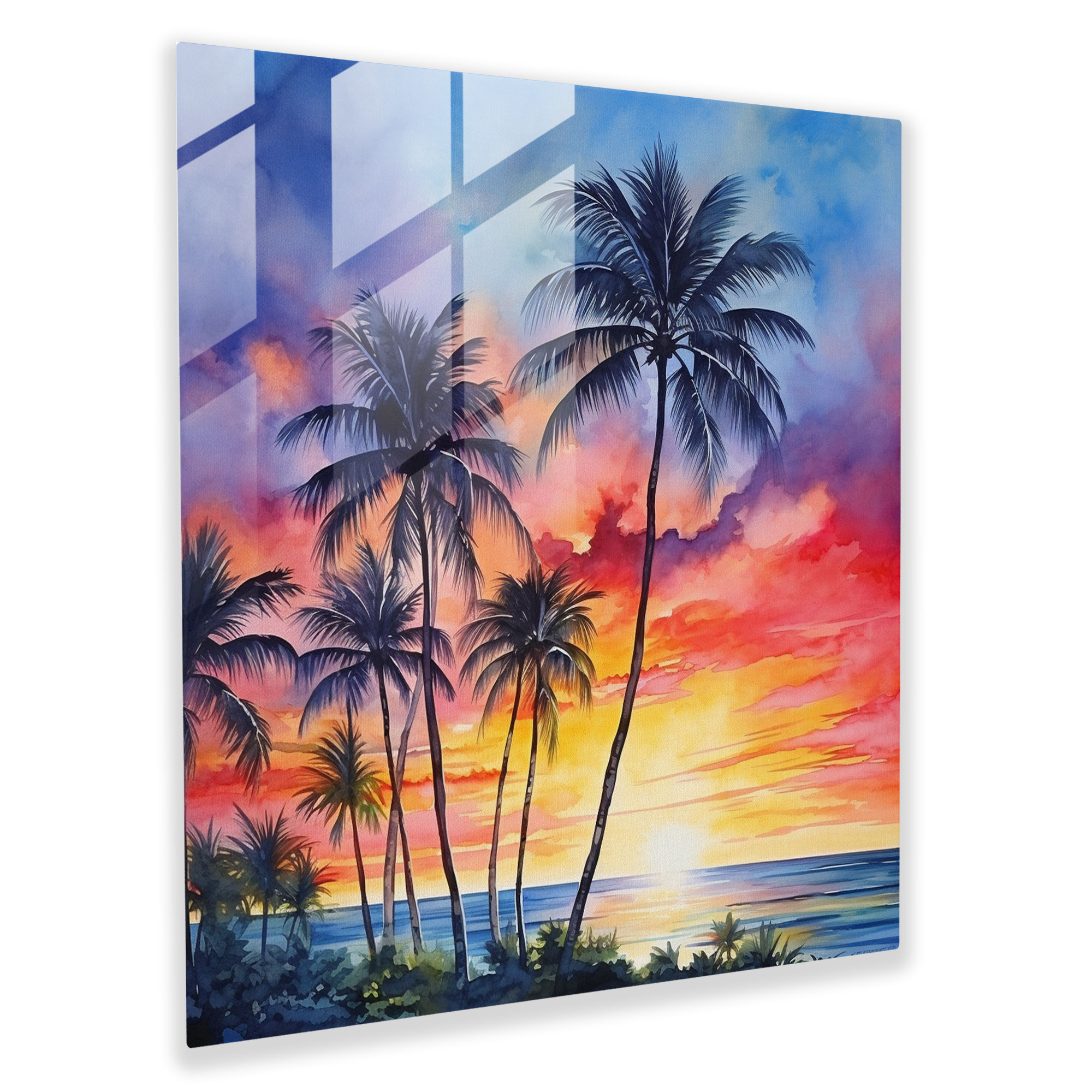 Tropical Sunset Glass Print - Sunset, Sunset, Glass Print, Colorful Sunset Sky