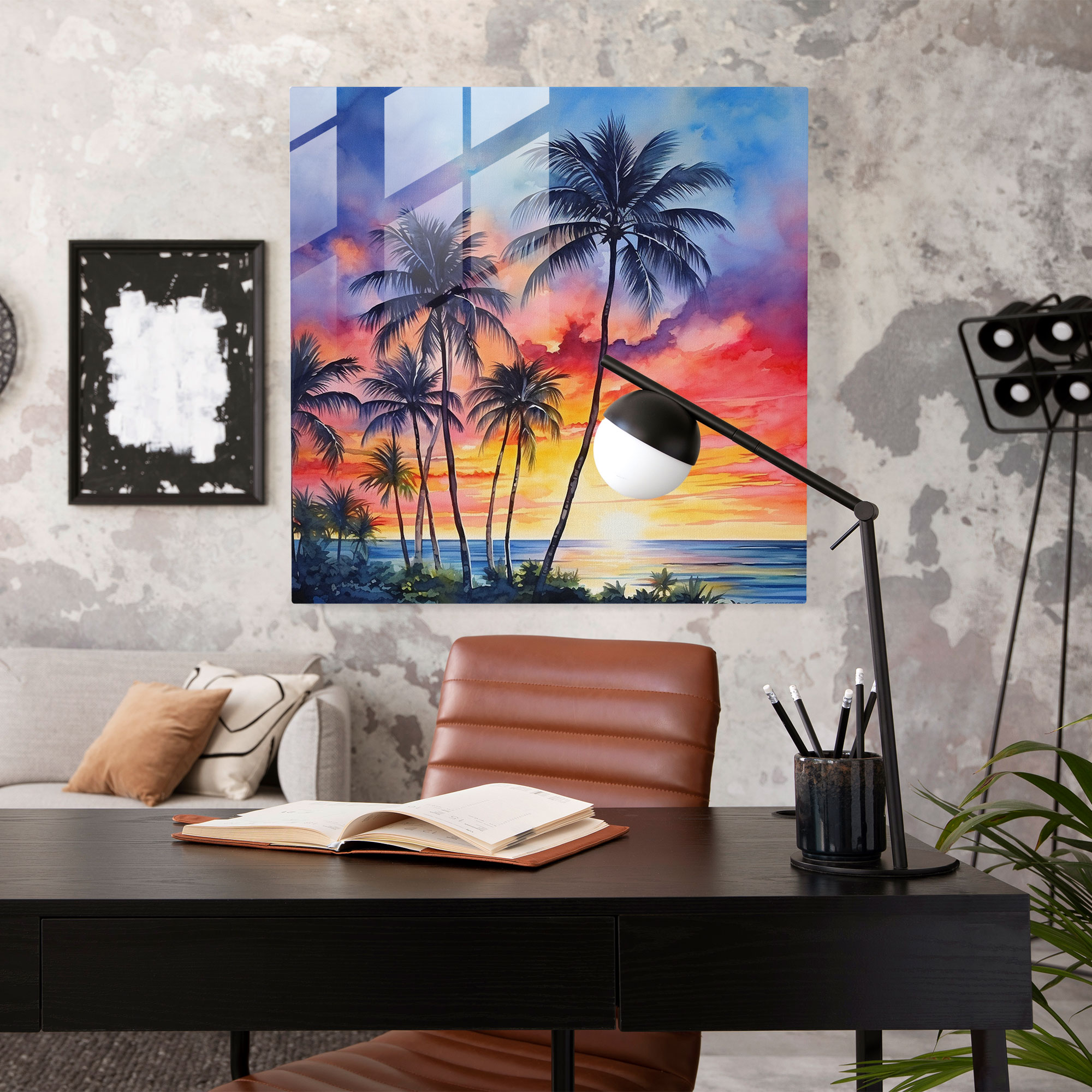 Tropical Sunset Glass Print - Sunset, Sunset, Glass Print, Colorful Sunset Sky