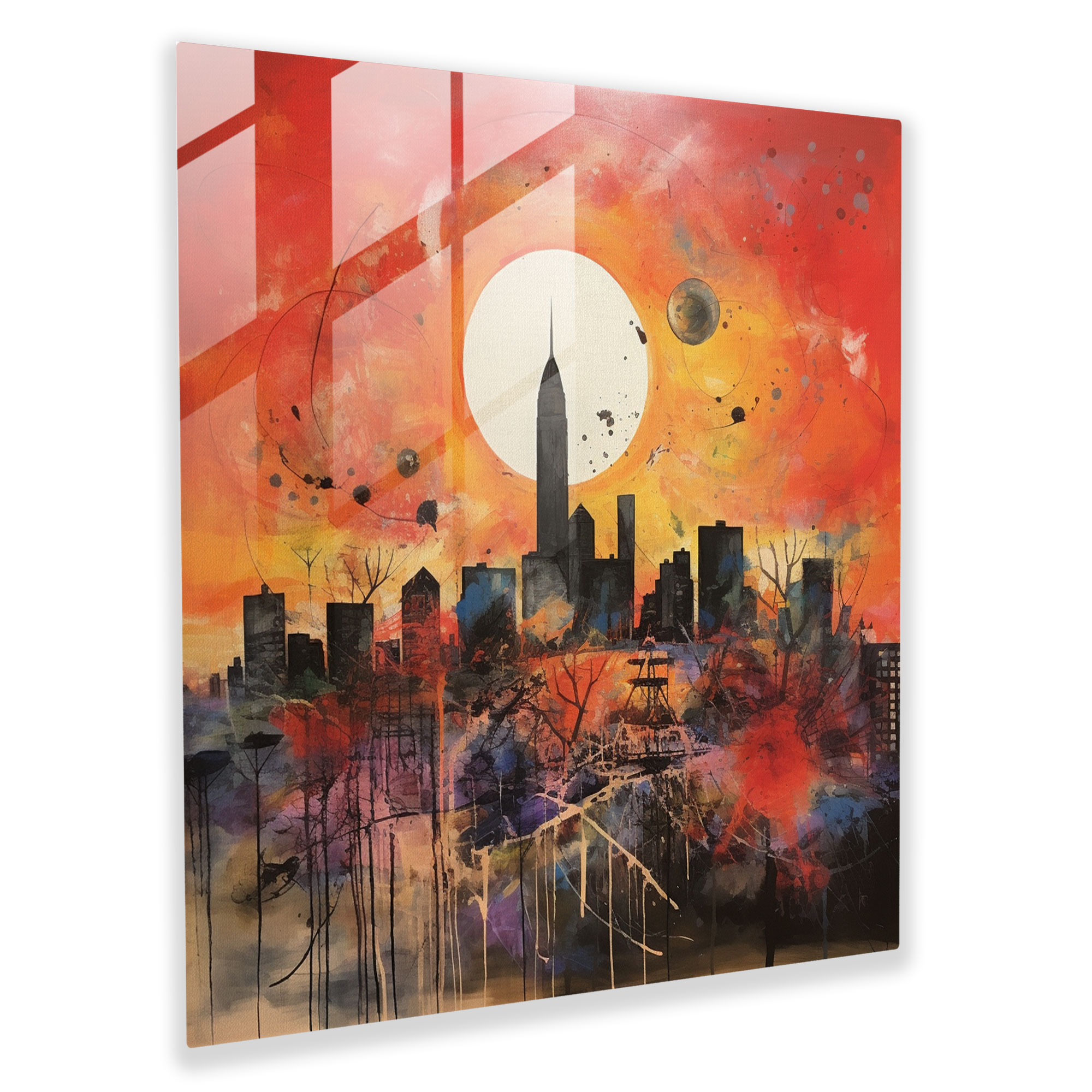 Urban Sunset Glass Print - Sunset, Glass Art, Glass Wall Art, Glass Print