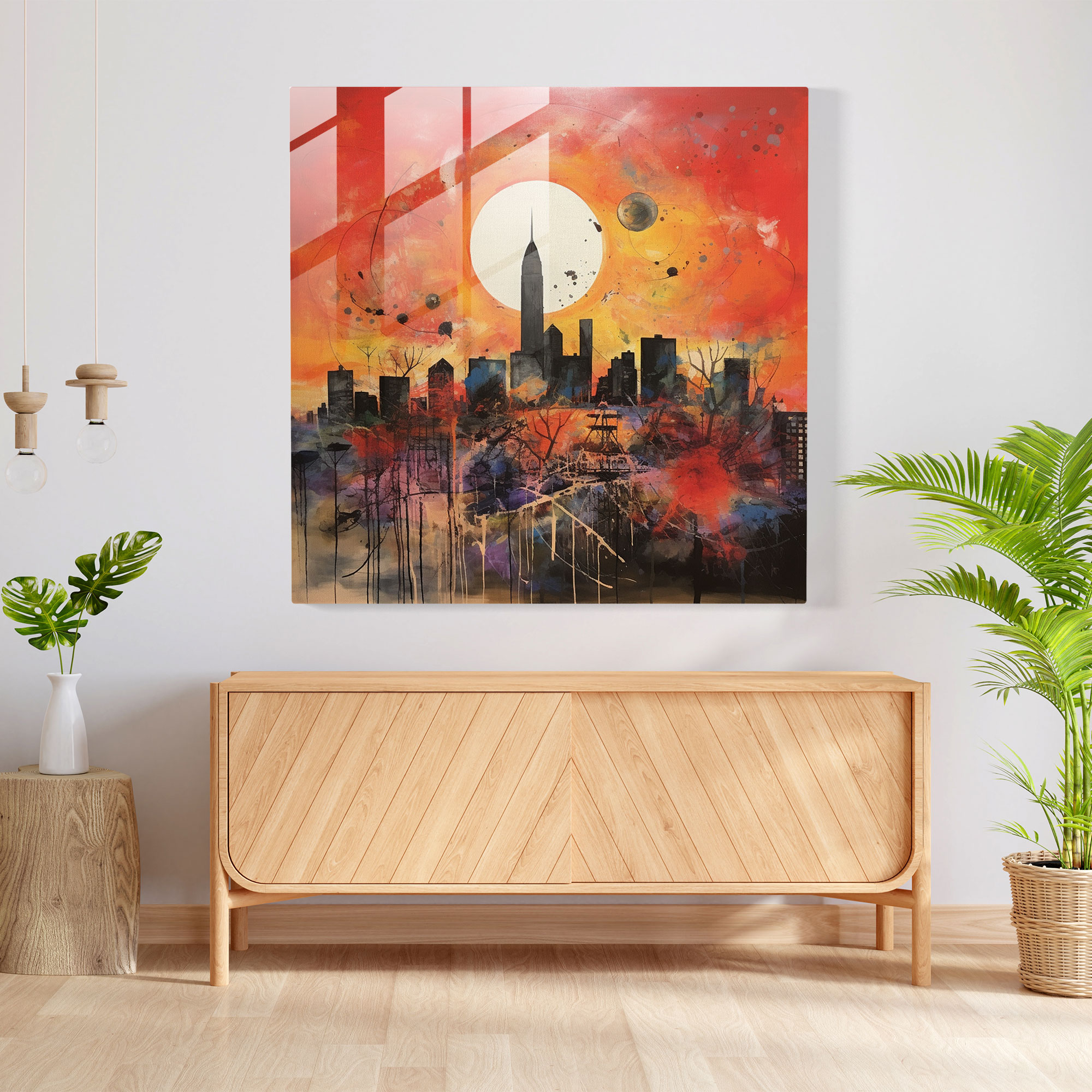 Urban Sunset Glass Print - Sunset, Glass Art, Glass Wall Art, Glass Print