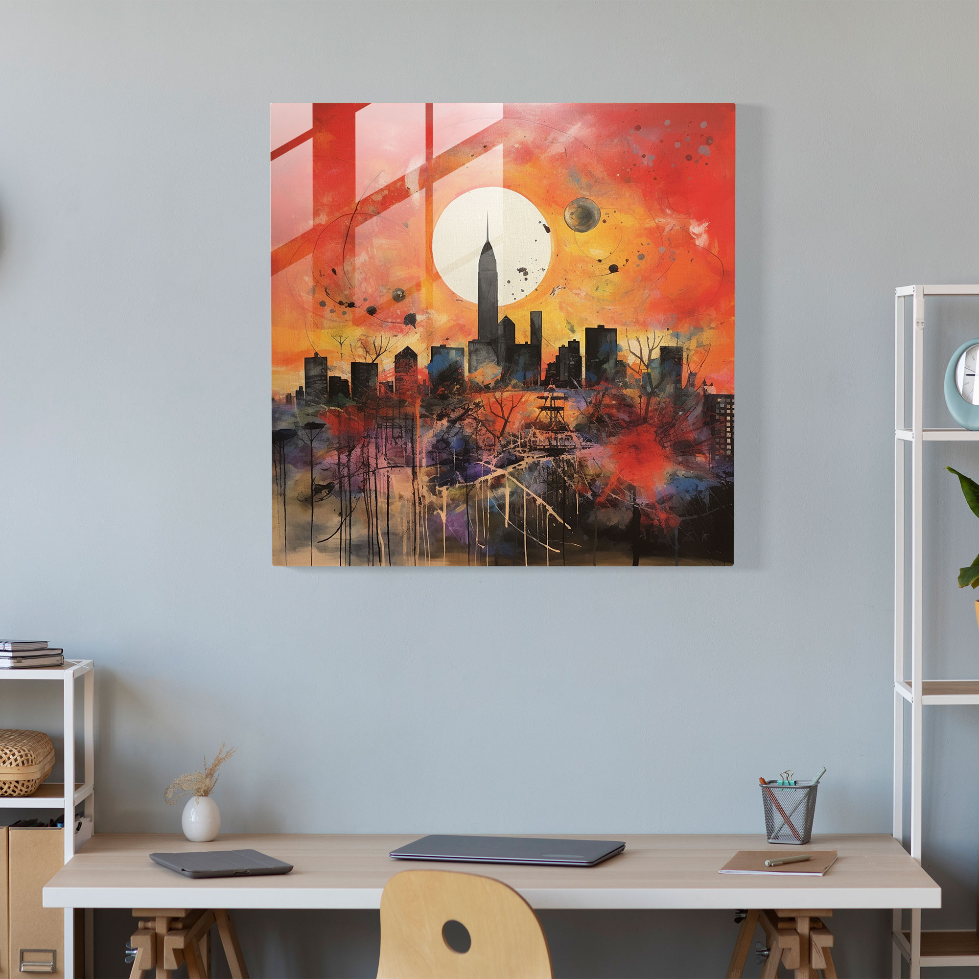Urban Sunset Glass Print - Sunset, Glass Art, Glass Wall Art, Glass Print