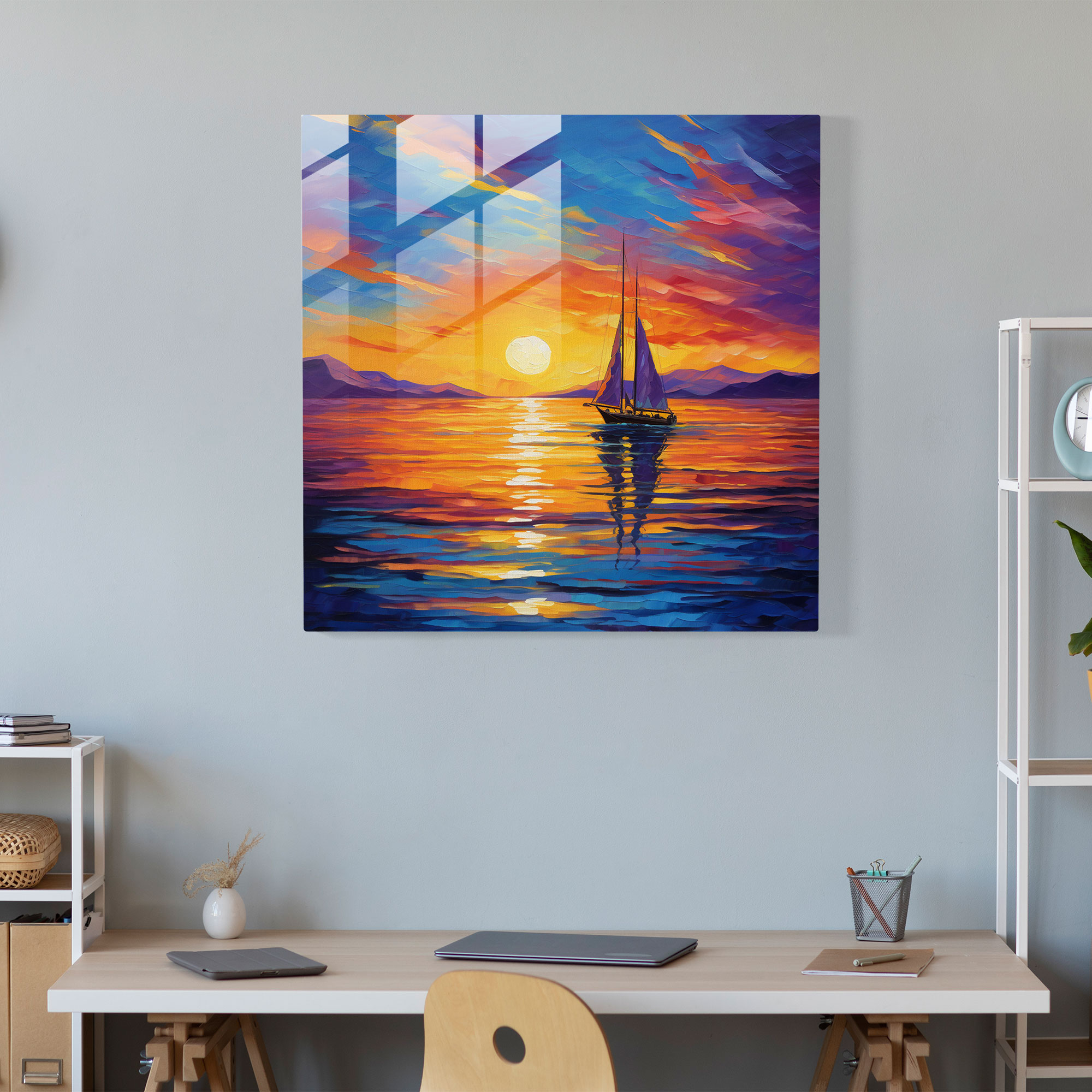 Vibrant Sunset Glass Print - Sunset, Sunset, Glass Print, Modern Art