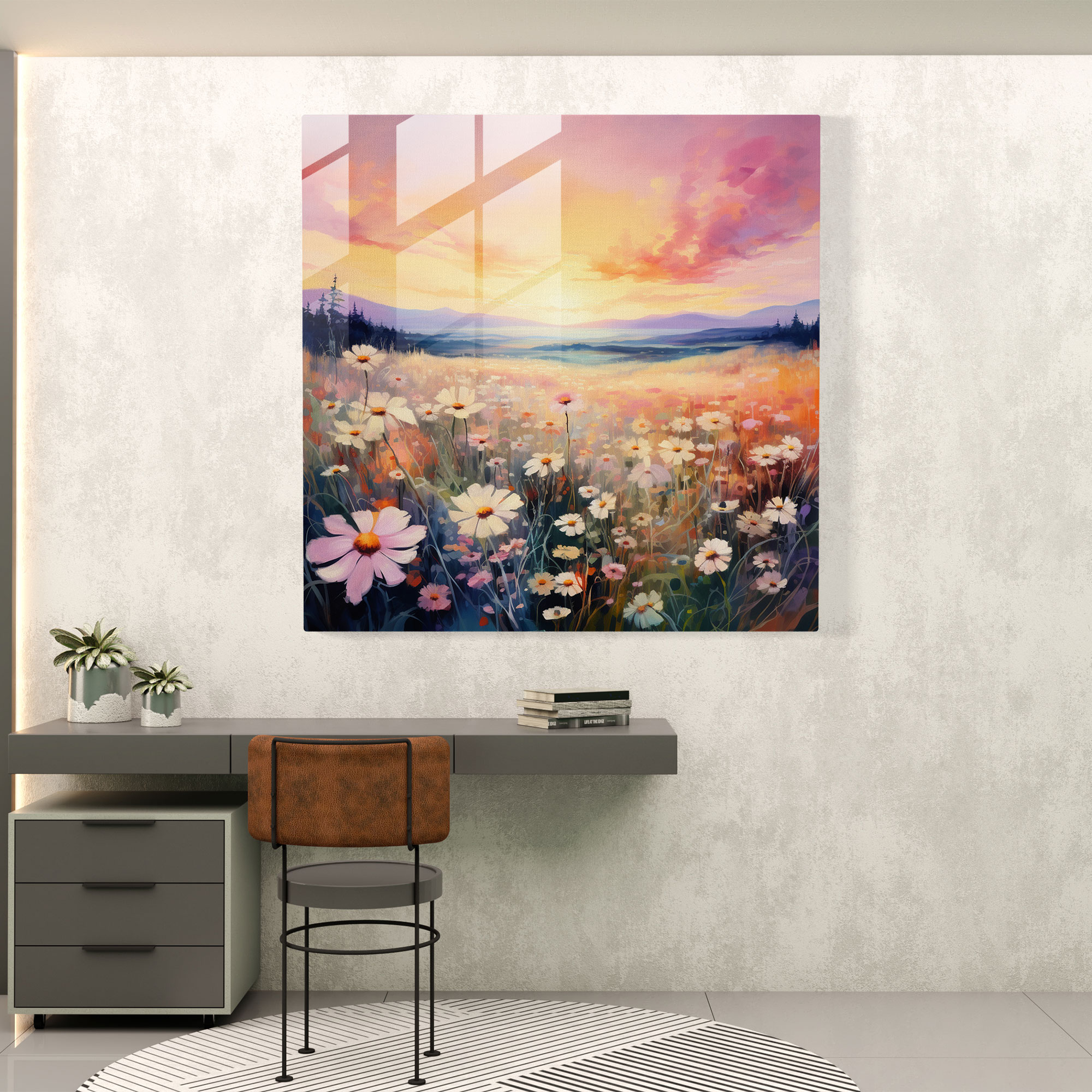 İzlenimci Günbatımı Cam Tablo - Günbatımı Modern Sanat Duvar Dekorasyonu