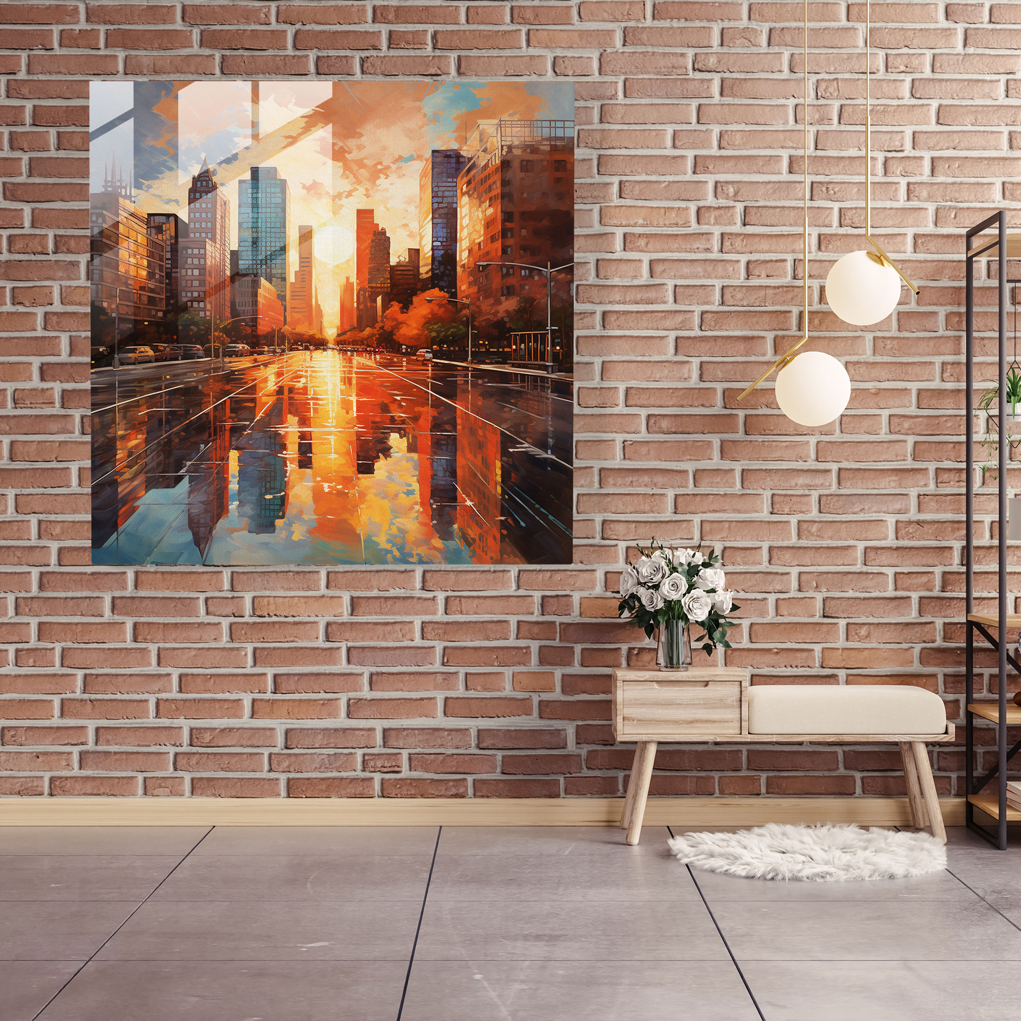 Contemporary Sunset Glass Print - Sunset, Home Decoration, Glass Art, Sunset