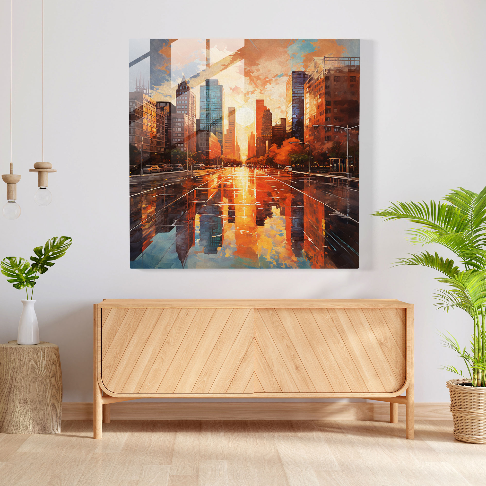 Contemporary Sunset Glass Print - Sunset, Home Decoration, Glass Art, Sunset