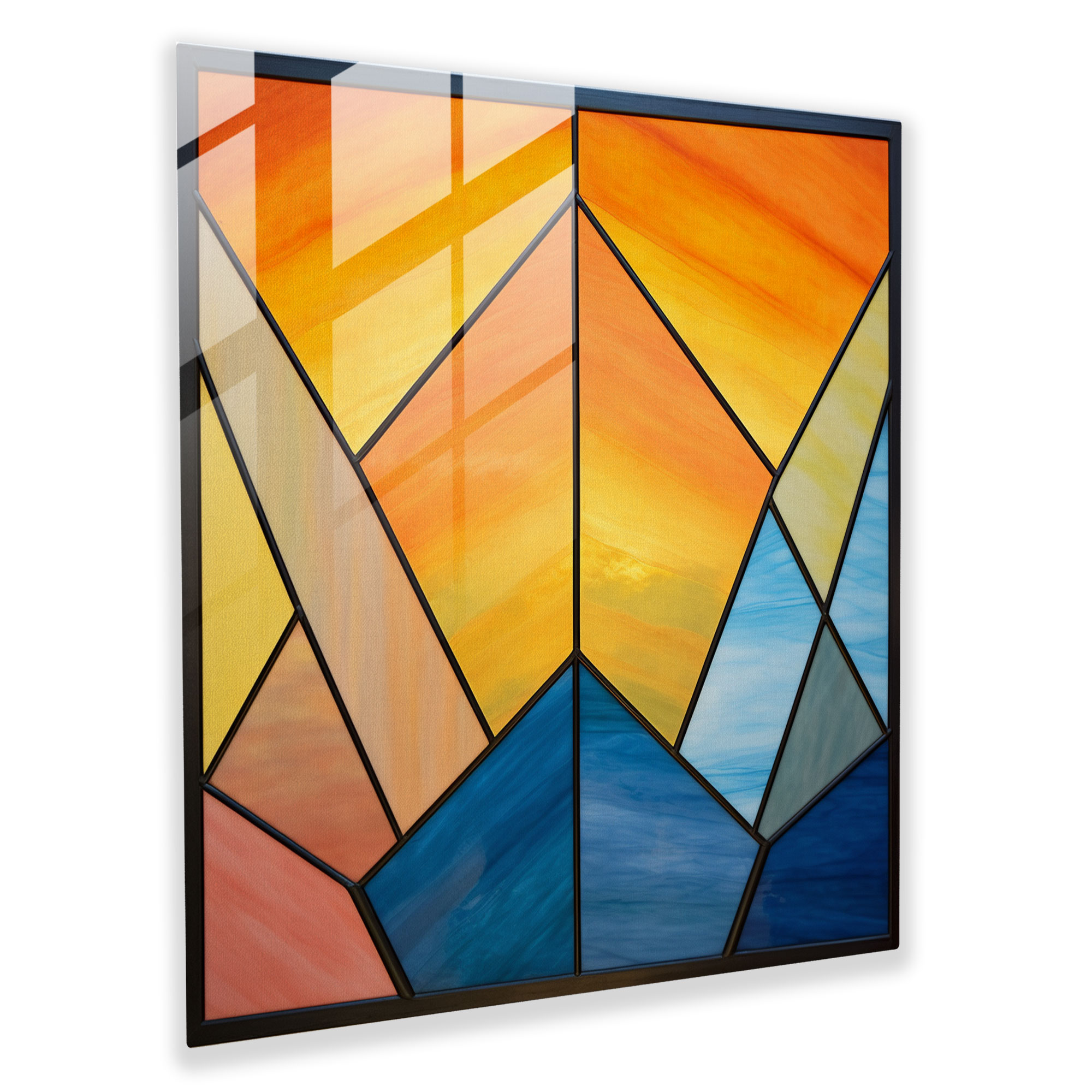 Minimalist Sunset Stained Glass - Sunset, Home Decoration, Stained Glass, Modern Art
