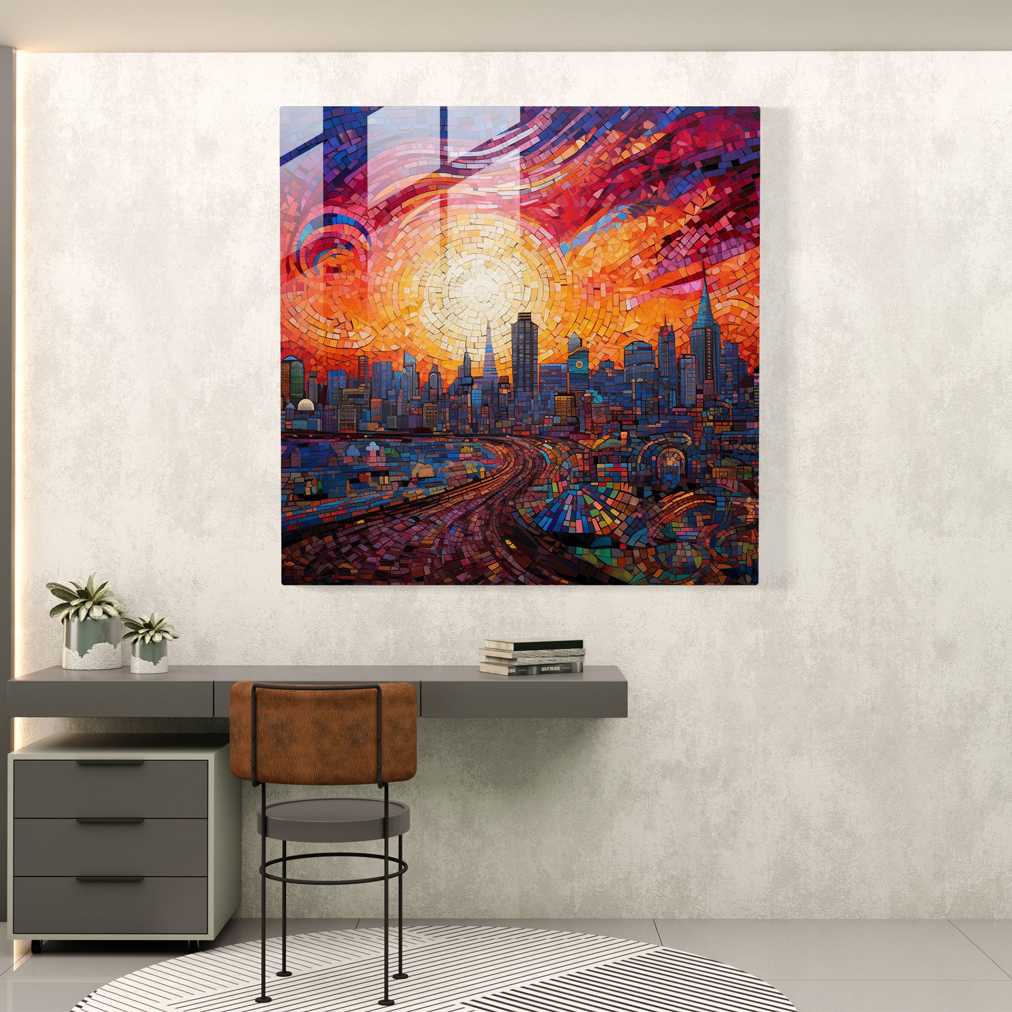 Contemporary Sunset Mosaic - Sunset, Modern Art, Home Decoration, Contemporary Design