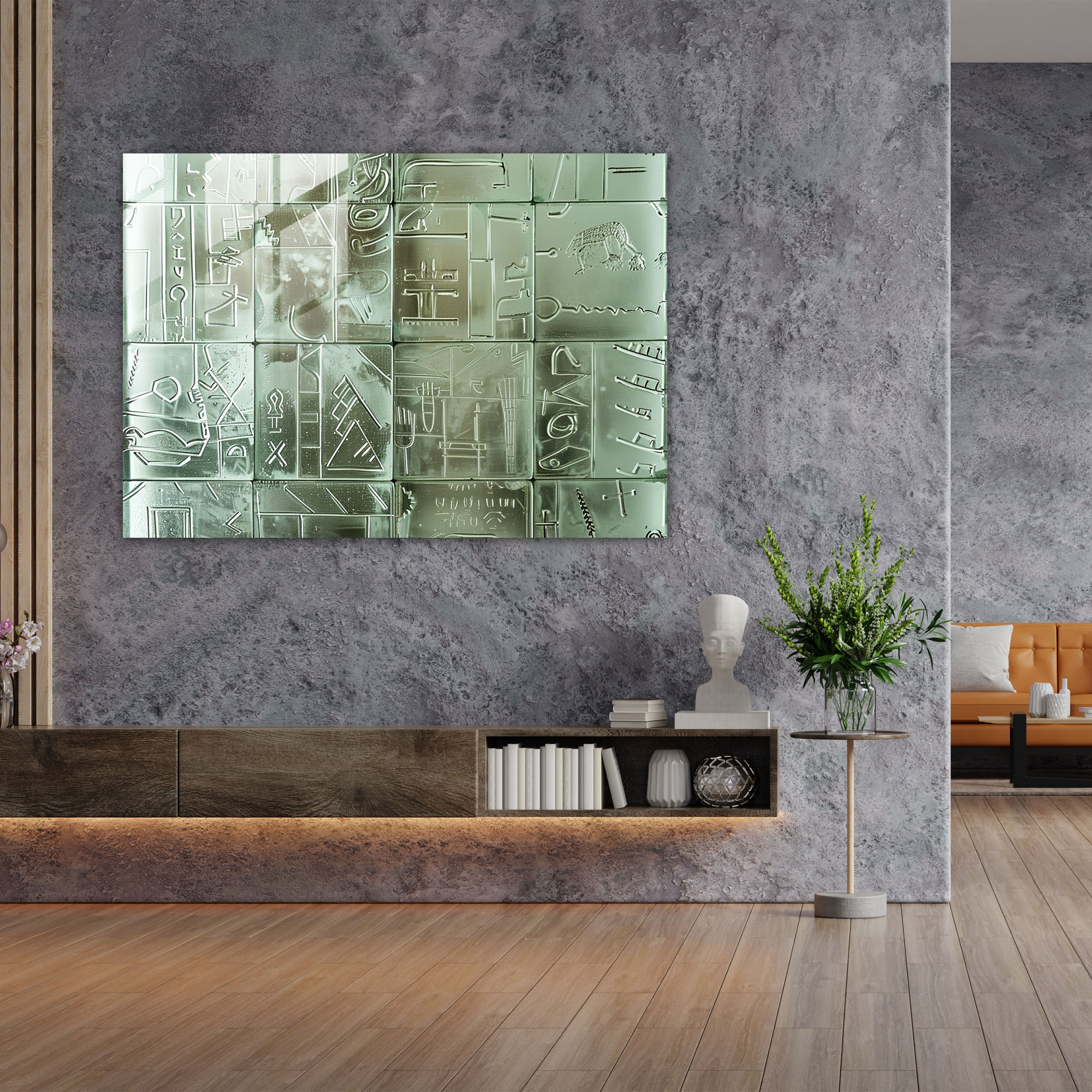 Sumerians Glass Print - Sumerians, Modern Art, Glass Print, Home Decoration