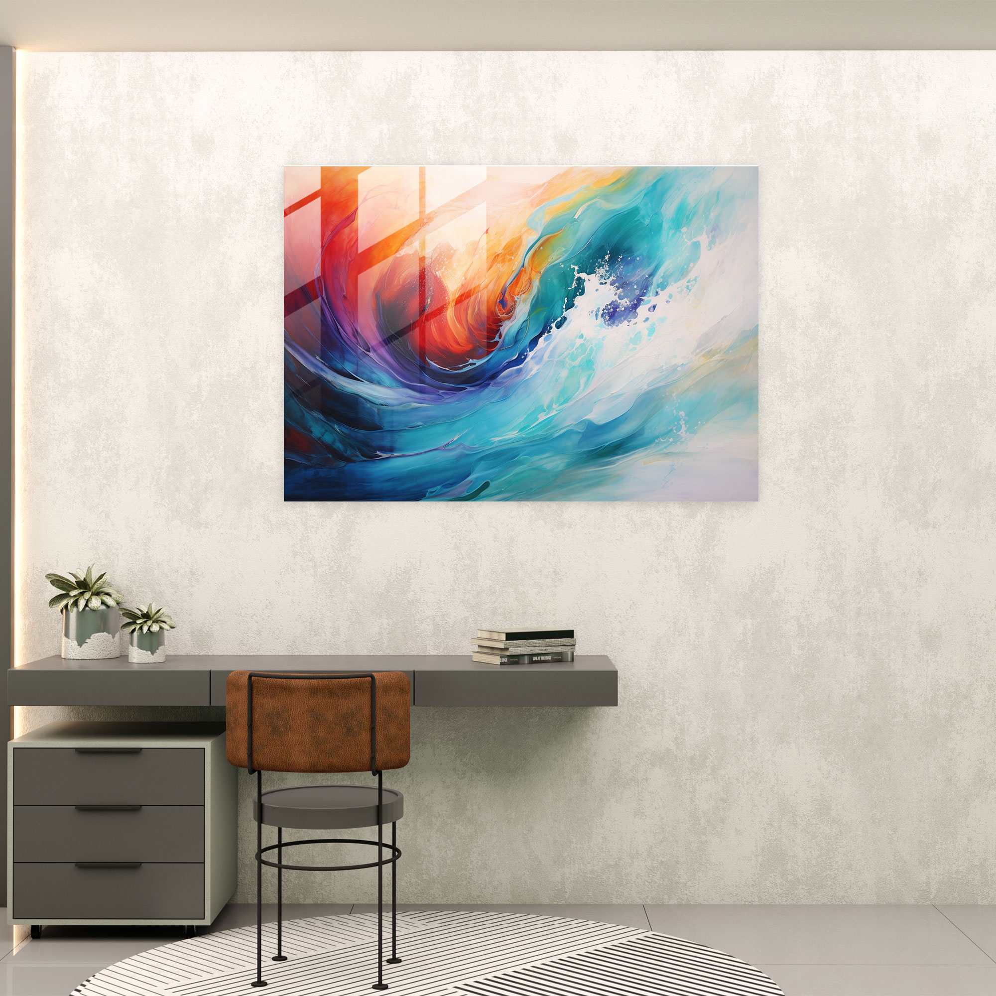 Color Fusion Glass Wall Art - Surf, Modern Art, Wall Decoration, Vibrant Colors