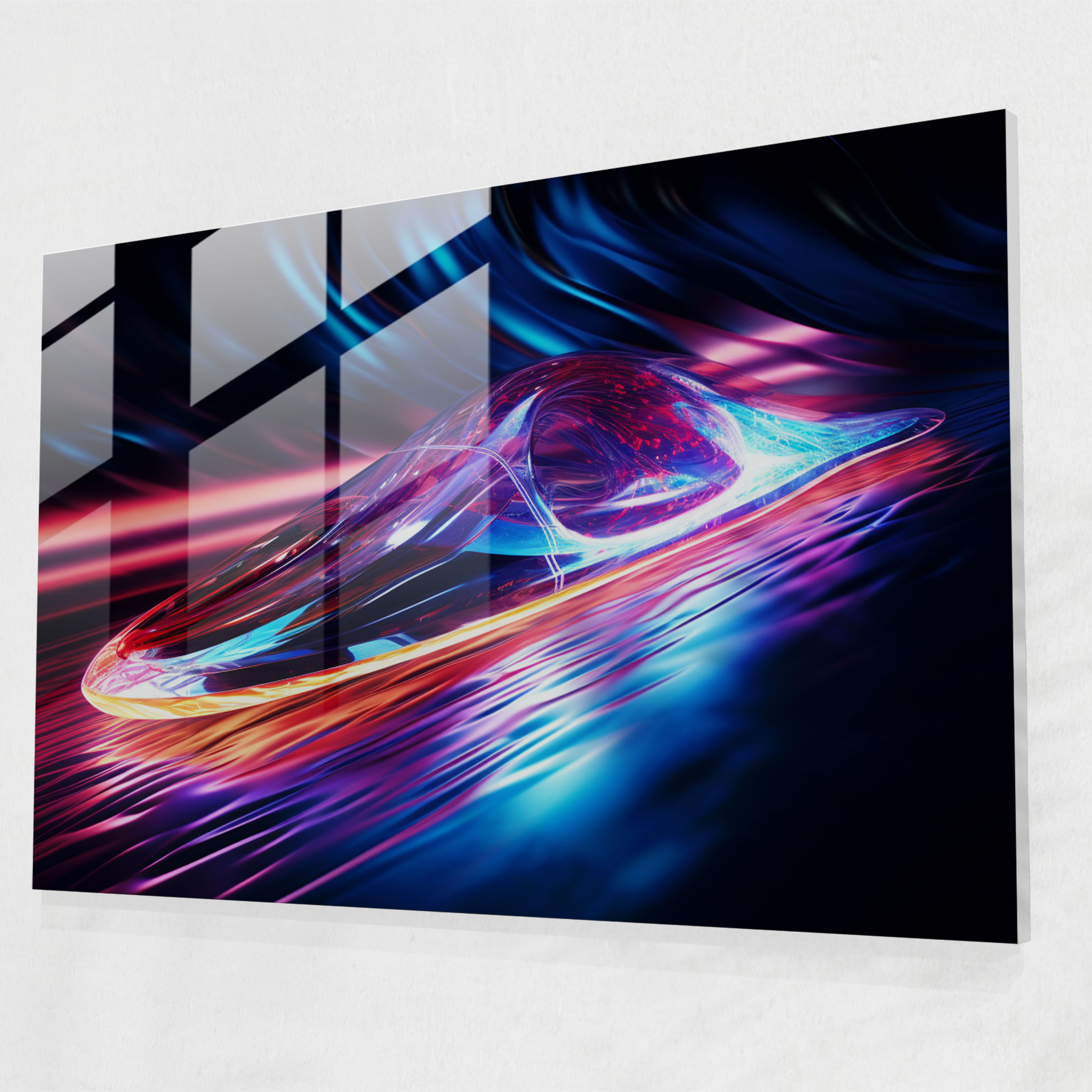 Neon Glide Glass Print - Surf, Glass Print, Visual Experience, Eye-Catching