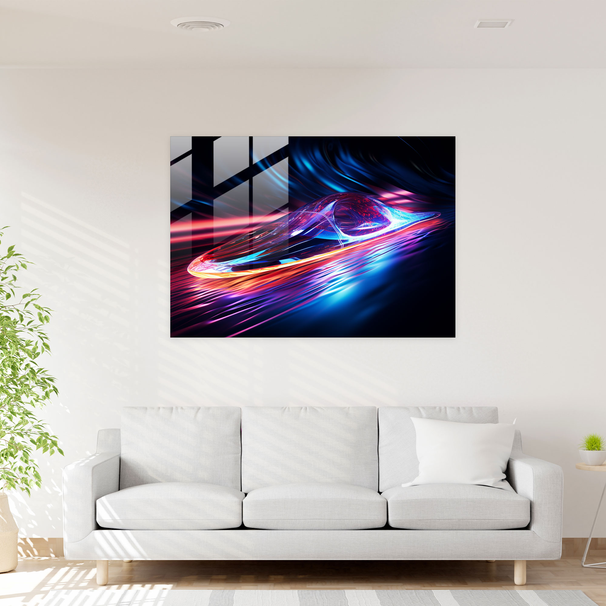 Neon Glide Glass Print - Surf, Glass Print, Visual Experience, Eye-Catching