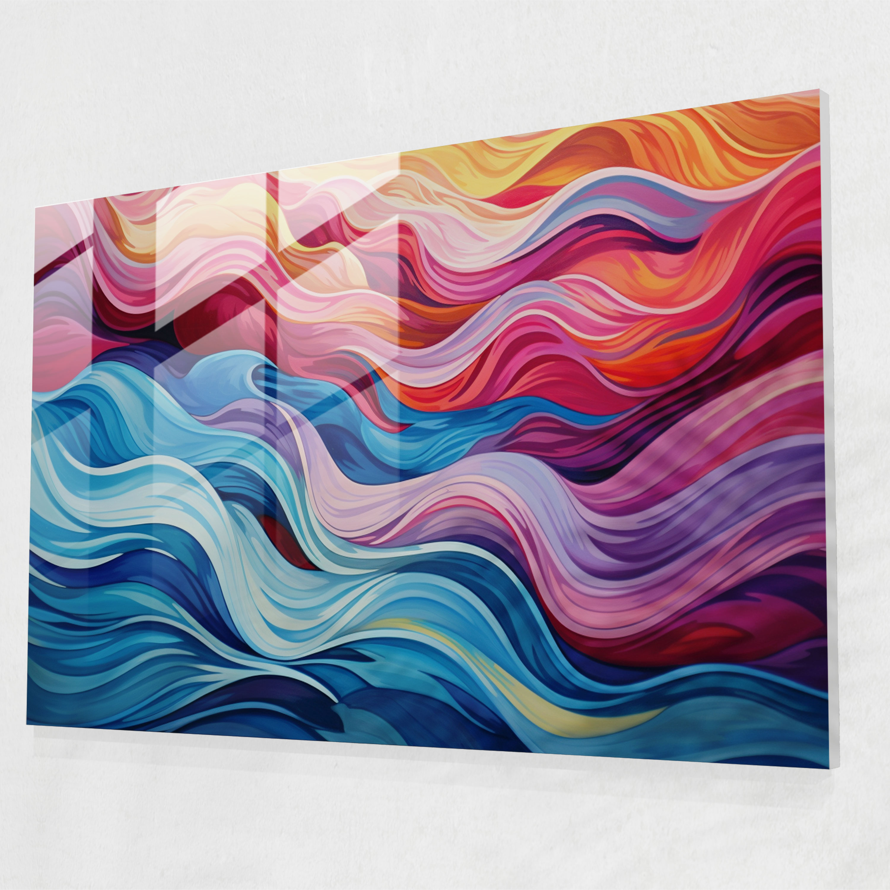 Surf Glass Print - Surf, Modern Art, Abstract Design, Glass Wall Art