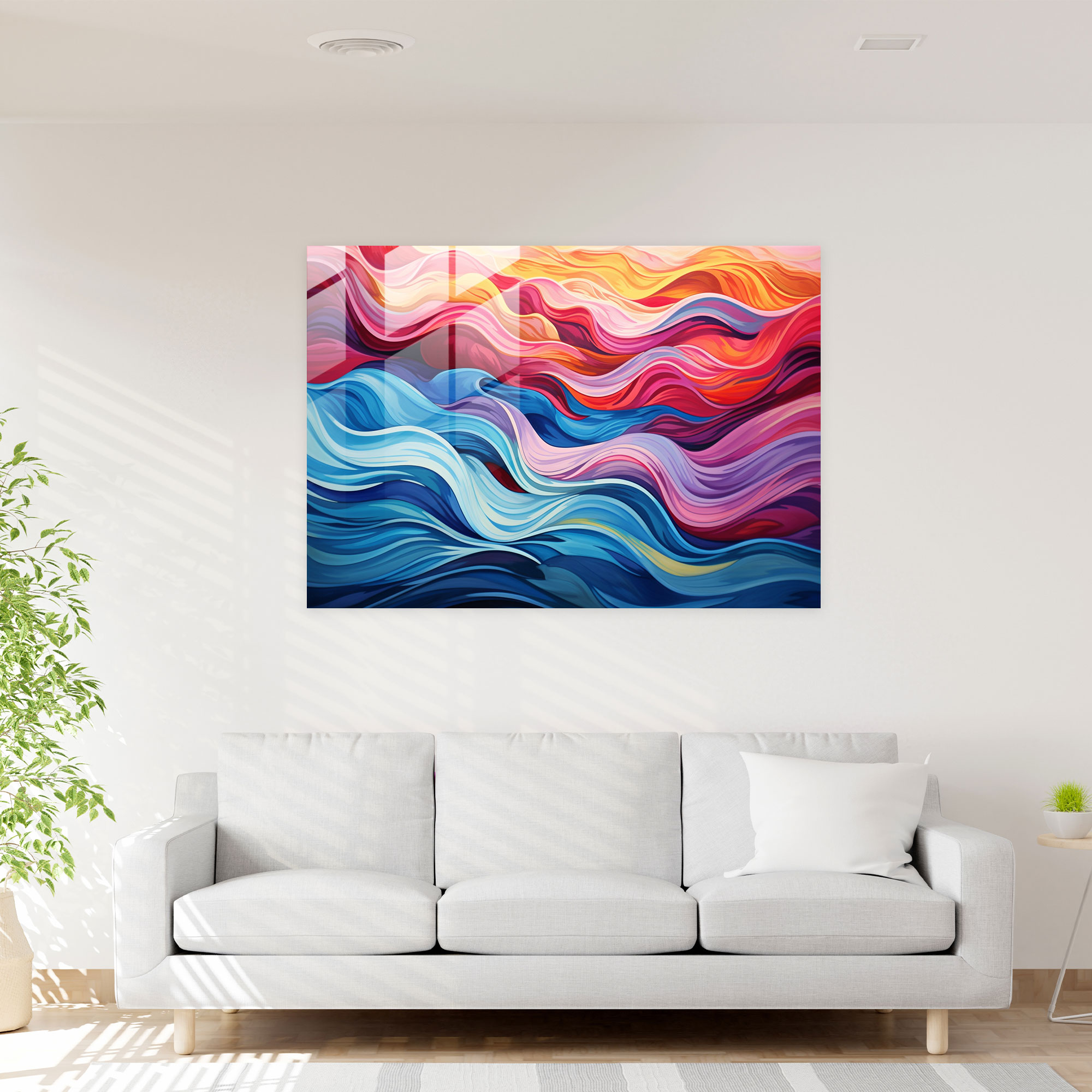 Surf Glass Print - Surf, Modern Art, Abstract Design, Glass Wall Art