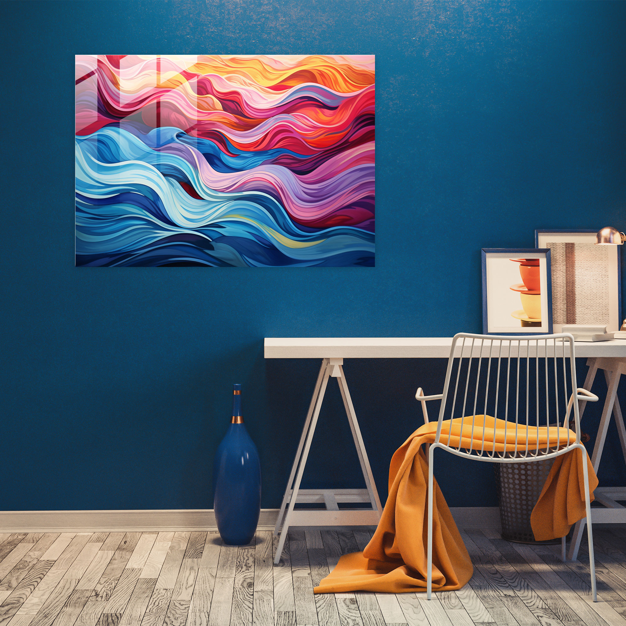 Surf Glass Print - Surf, Modern Art, Abstract Design, Glass Wall Art