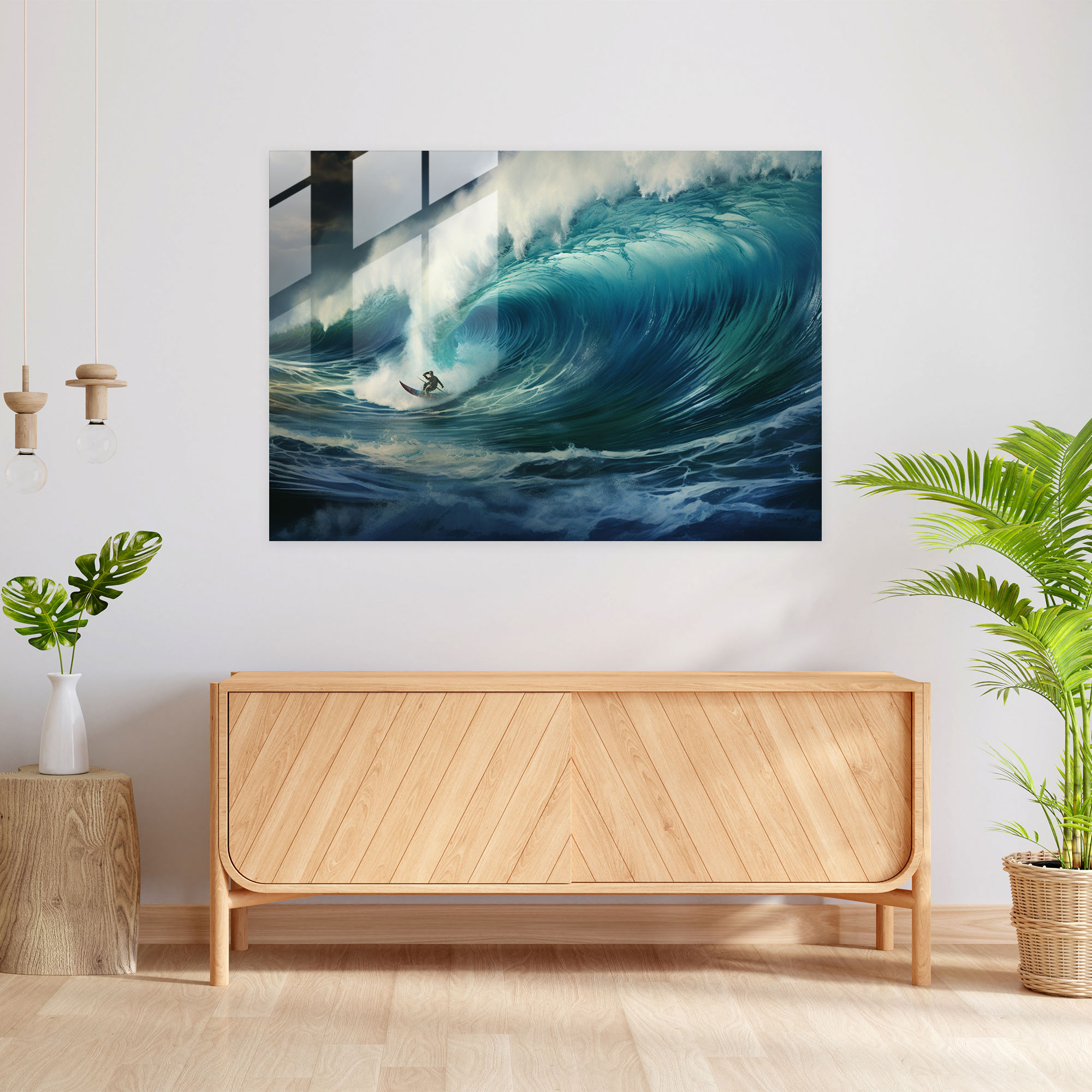 Surfing Glass Print - Surf, Glass Print, Expressive Style, Home Decoration