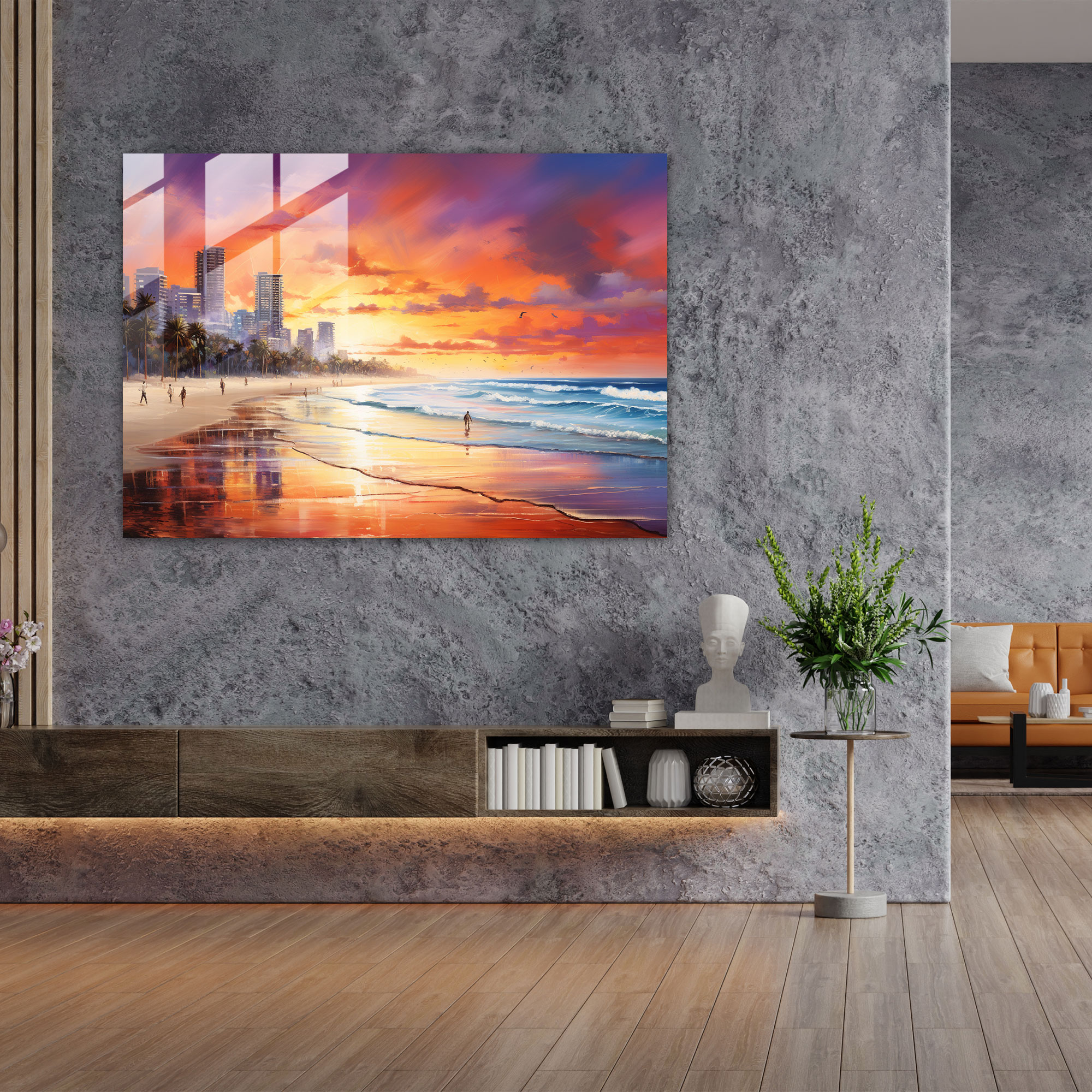 Sörf Temalı Cam Tablo - Ev Dekorasyonu Duvar Dekorasyonu Modern Sanat