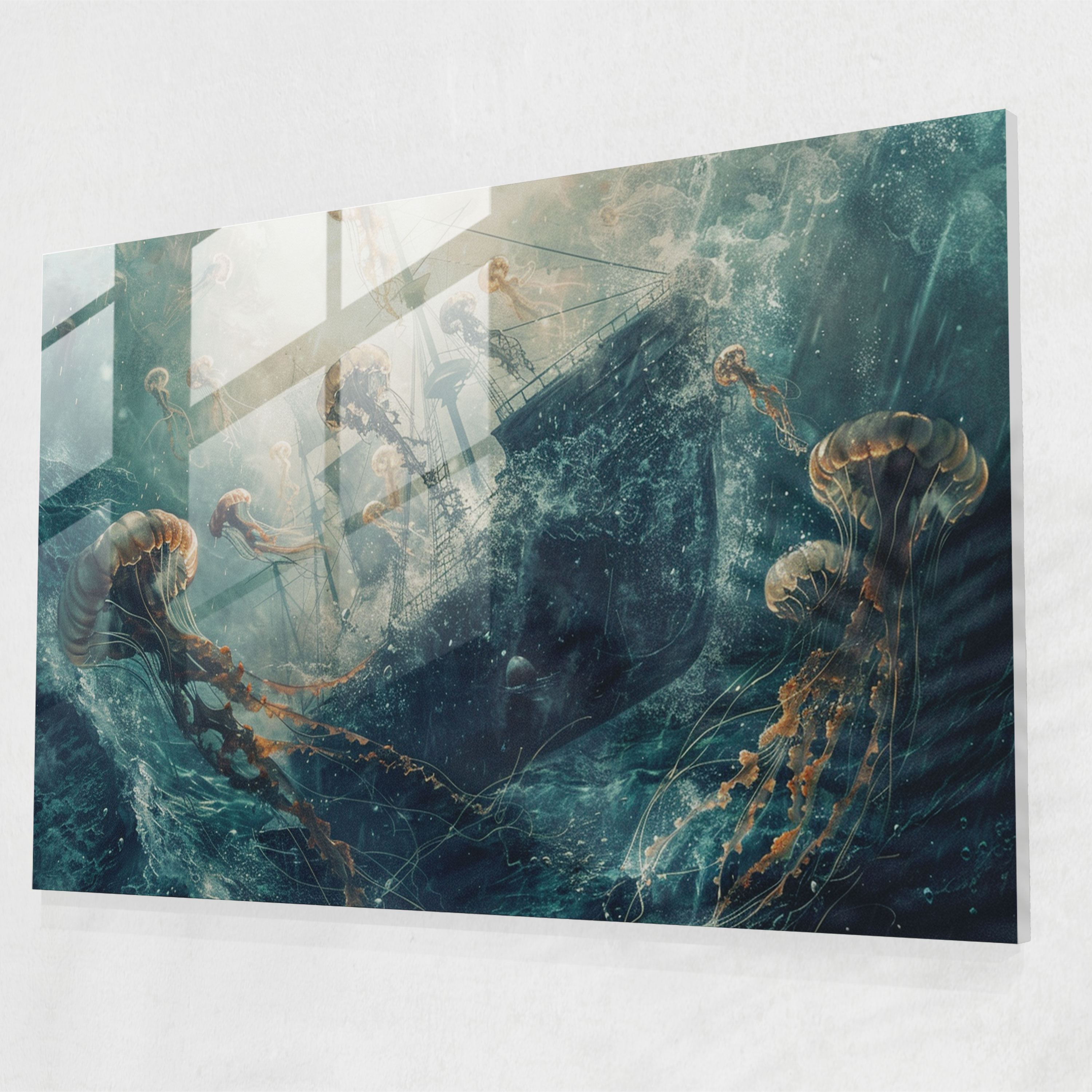 Surrealism Art Glass Print - Surrealism Art, Modern Art, Wall Decoration, Jellyfish