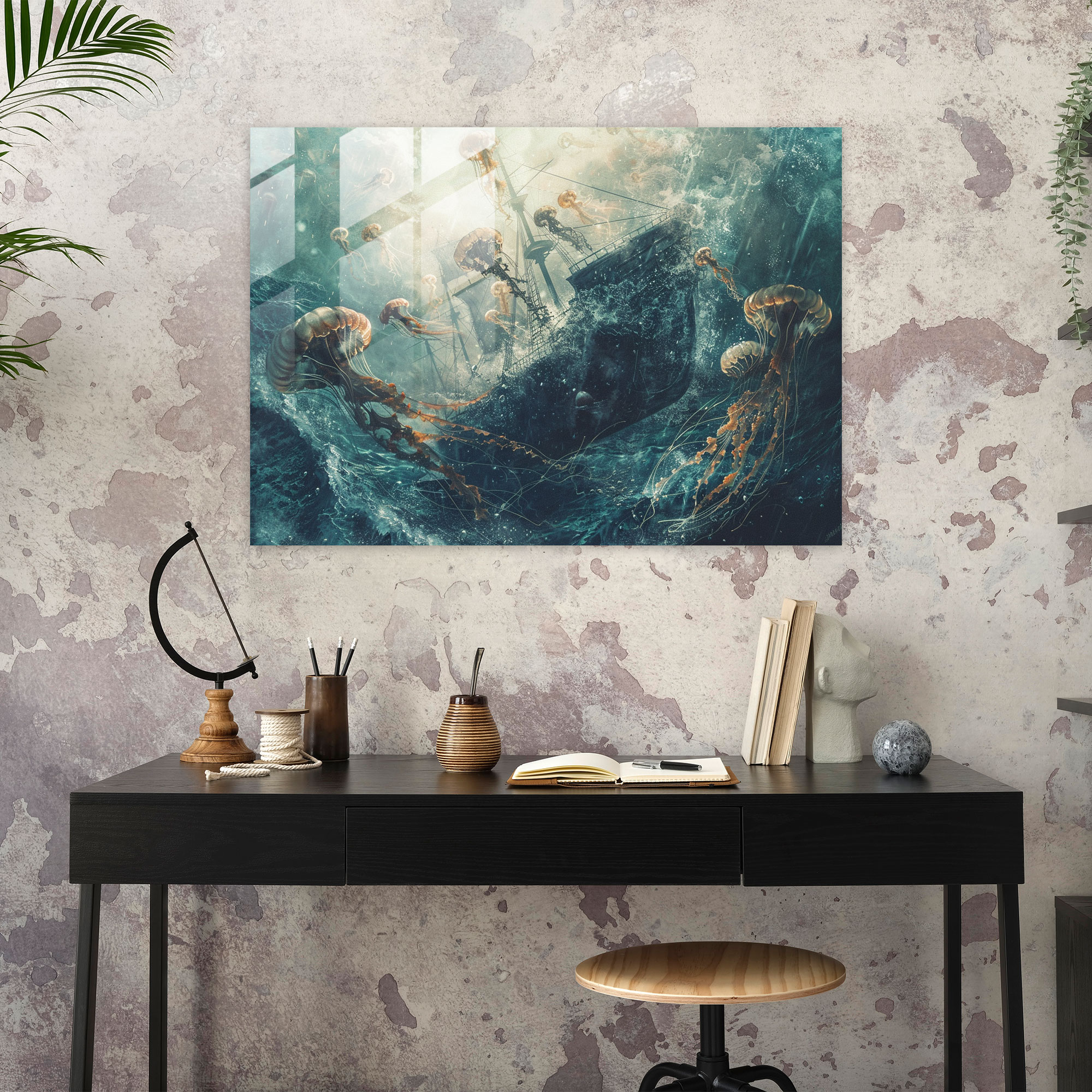Surrealism Art Glass Print - Surrealism Art, Modern Art, Wall Decoration, Jellyfish