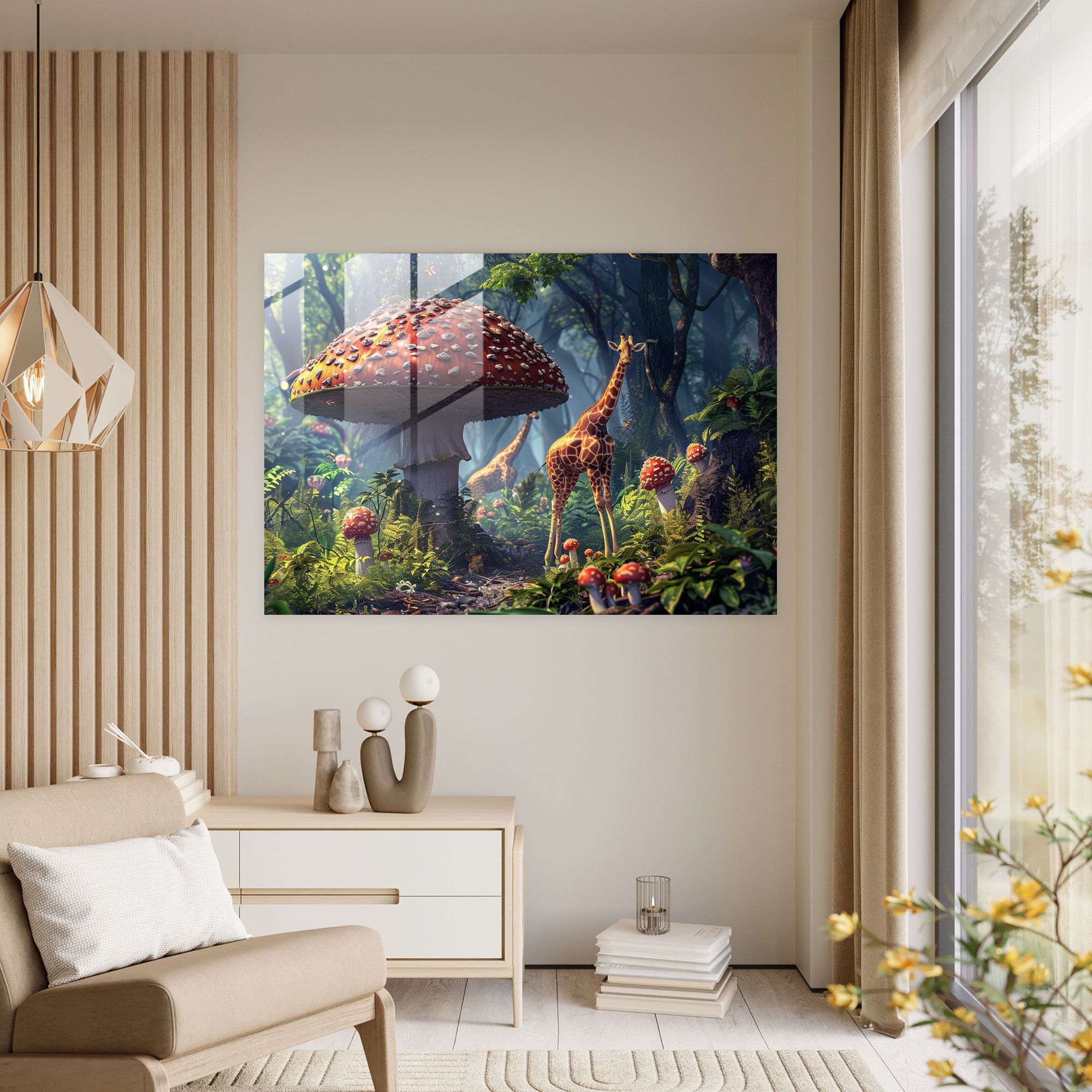 Surrealism Art Glass Art - Surrealism Art, Glass Art, Wall Decoration, Tiny Giraffes