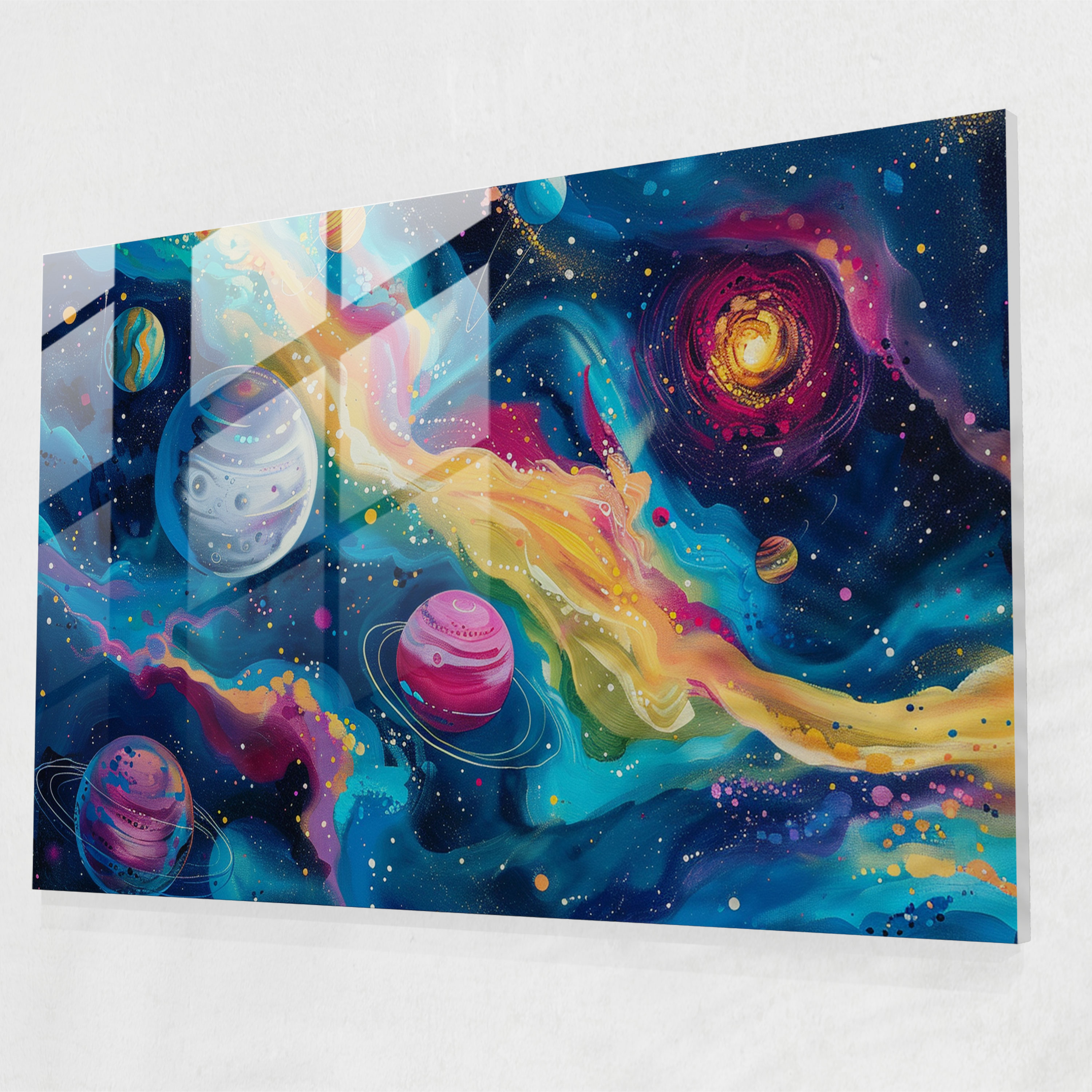 Surrealism Art Home Decoration - Surrealism Art, Swirling Galaxies, Glass Wall Art, Modern Art