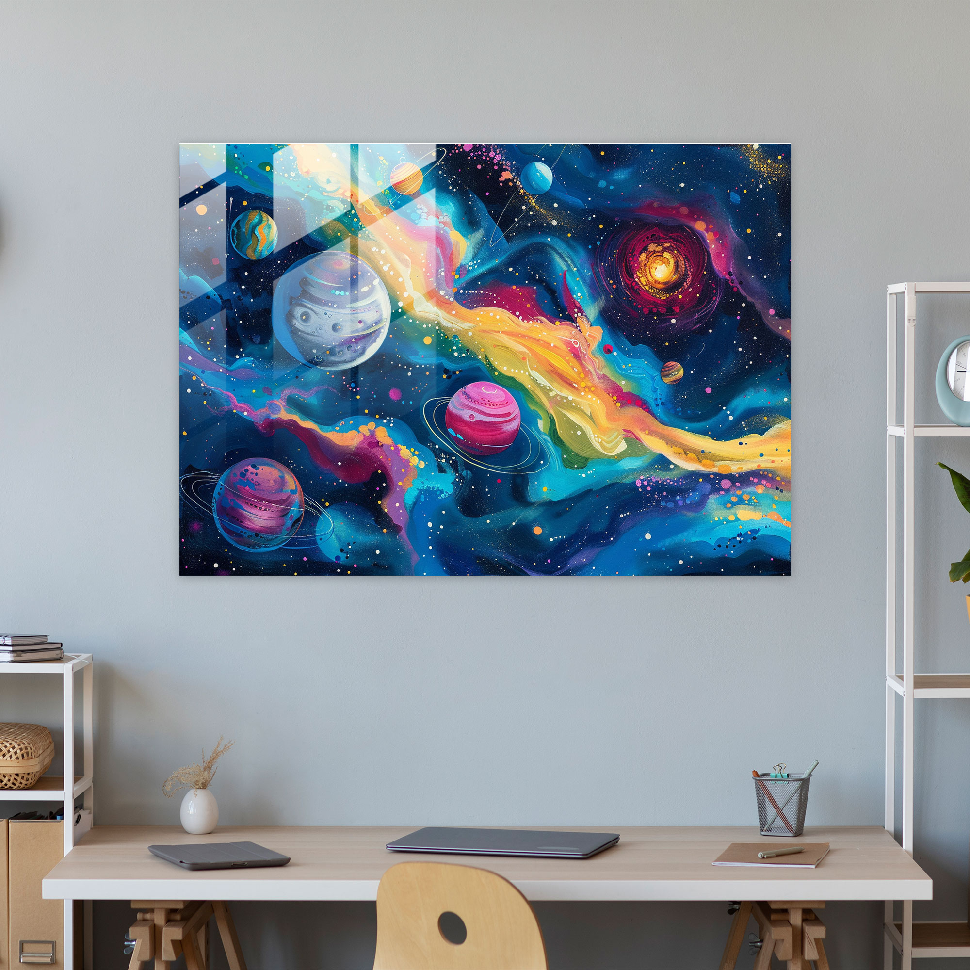 Surrealism Art Home Decoration - Surrealism Art, Swirling Galaxies, Glass Wall Art, Modern Art