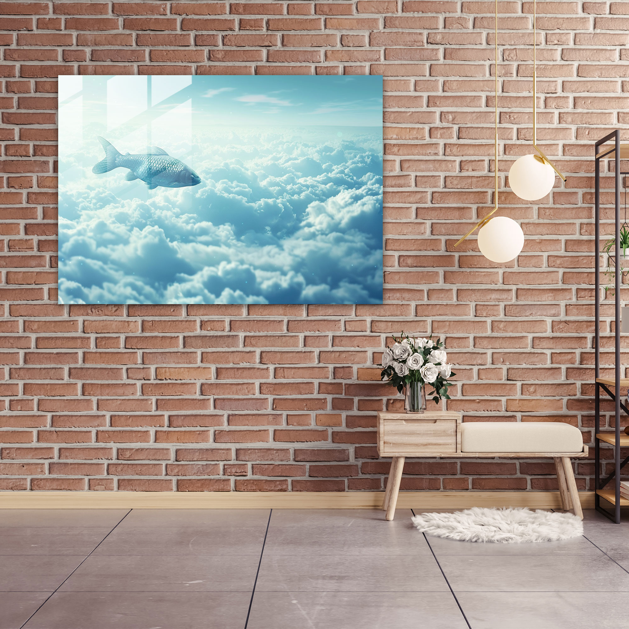 Cloud Sea Surrealism Glass Wall Art - Surrealism Art, Glass Art, Wall Decoration, Surrealism Art