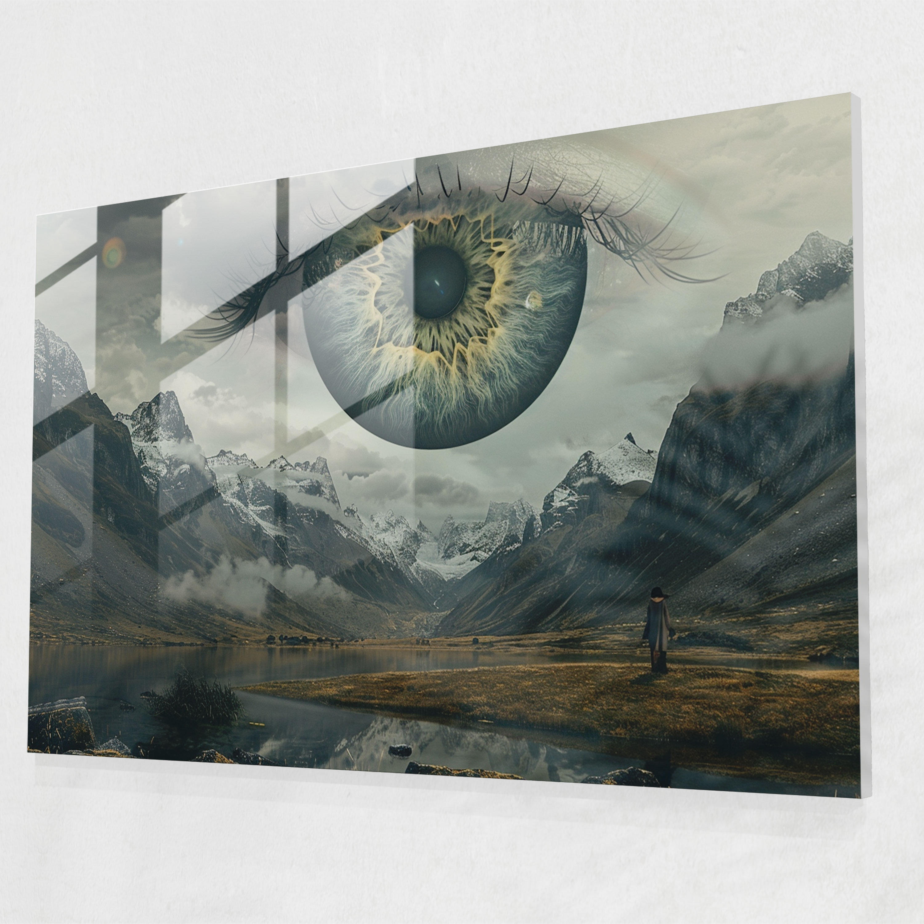 Floating Eye Surrealism Glass Print - Surrealism Art, Home Decoration, Glass Print, Modern Art