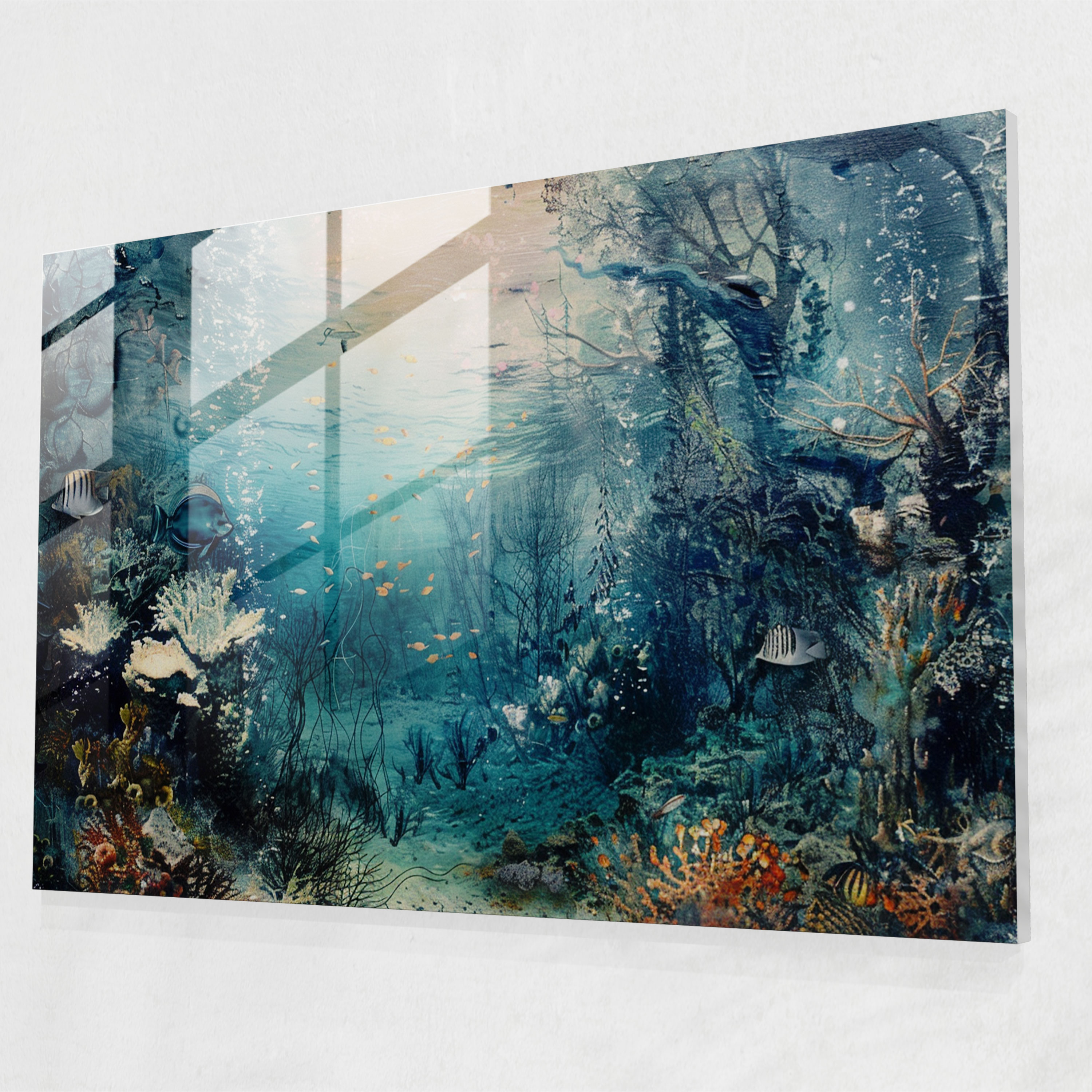 Surrealism Art Glass Print - Dreamlike Underwater Landscape - Surrealism Art, Fantasy Decor, Glass Wall Art, Modern Art