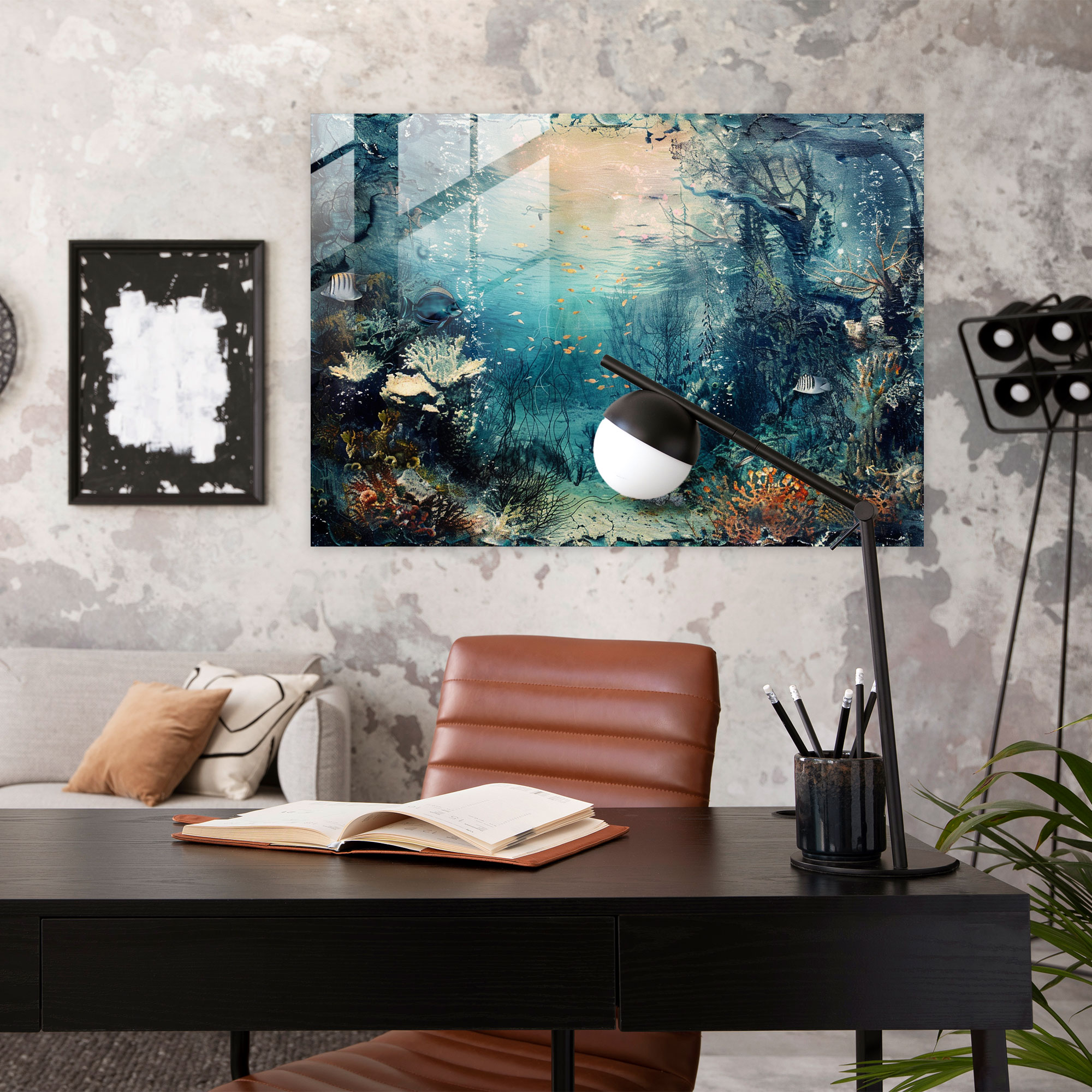 Surrealism Art Glass Print - Dreamlike Underwater Landscape - Surrealism Art, Fantasy Decor, Glass Wall Art, Modern Art