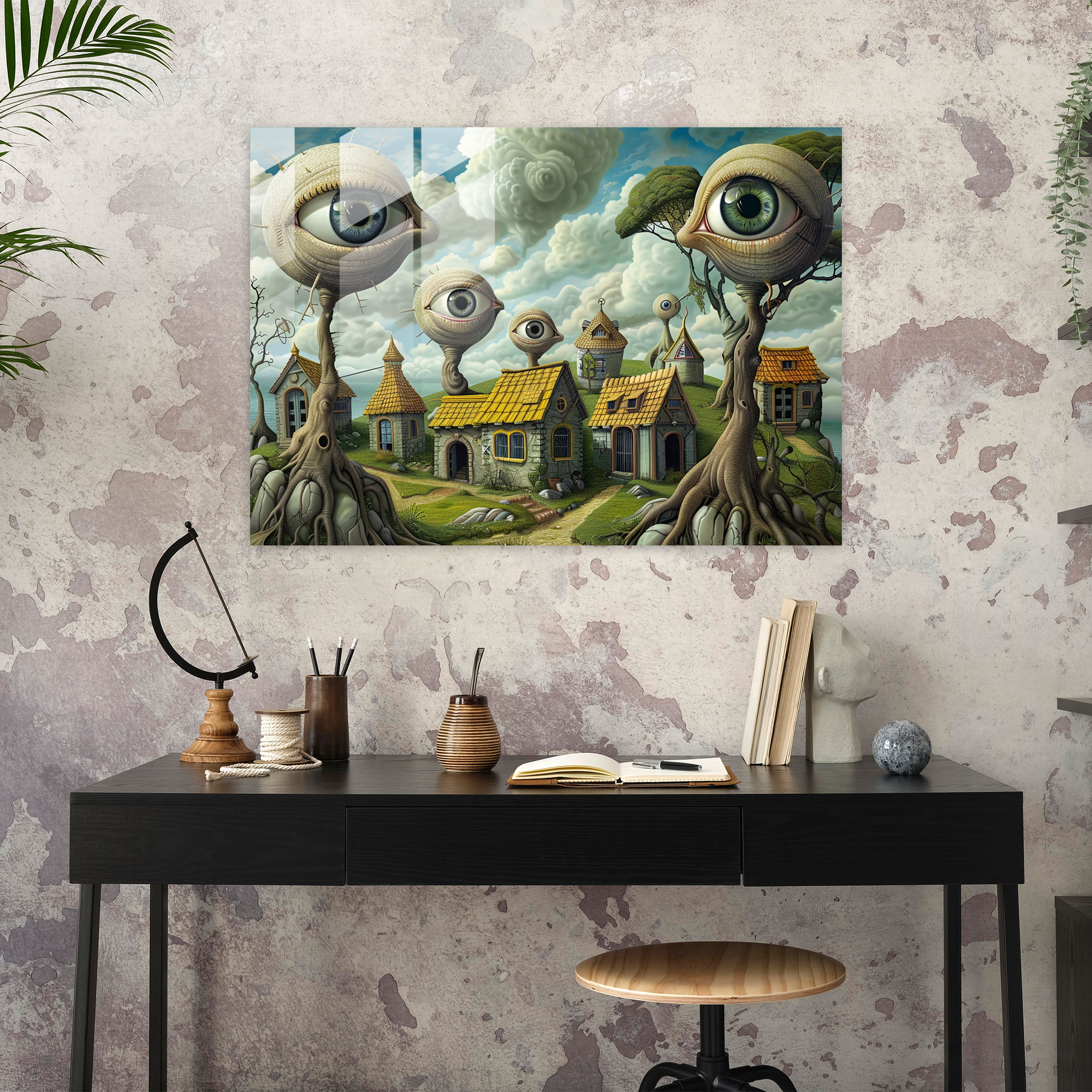 Bizarre Landscape Glass Print - Surrealism Art, Glass Print, Home Decoration, Glass Art