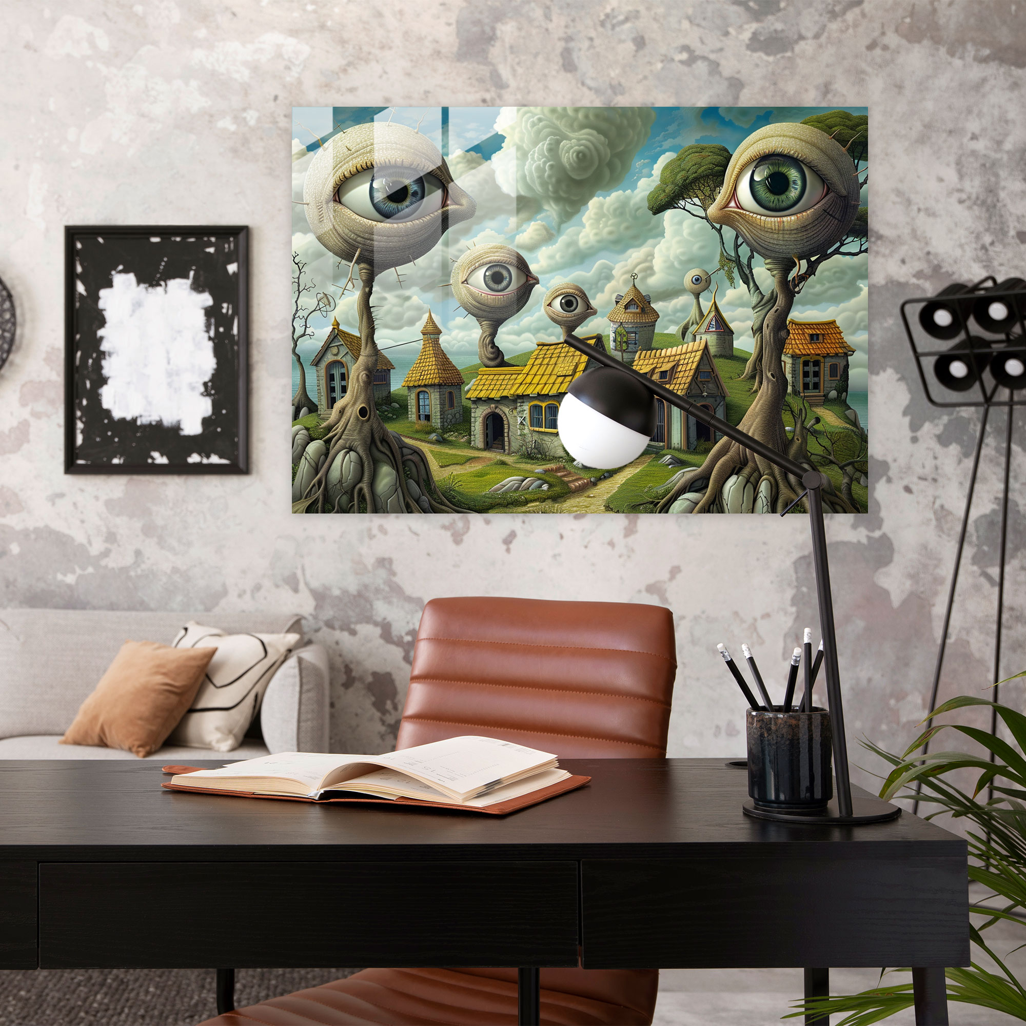 Bizarre Landscape Glass Print - Surrealism Art, Glass Print, Home Decoration, Glass Art