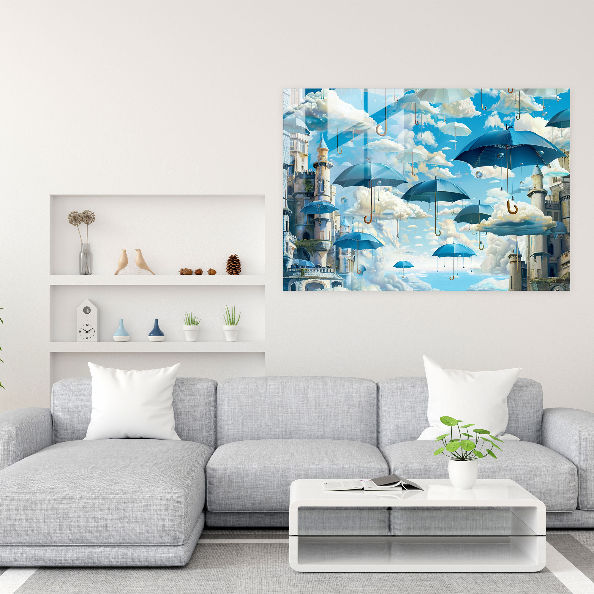 Surreal Cityscape Glass Wall Decoration - Surrealism Art, Modern Art, Wall Decoration, Home Decoration