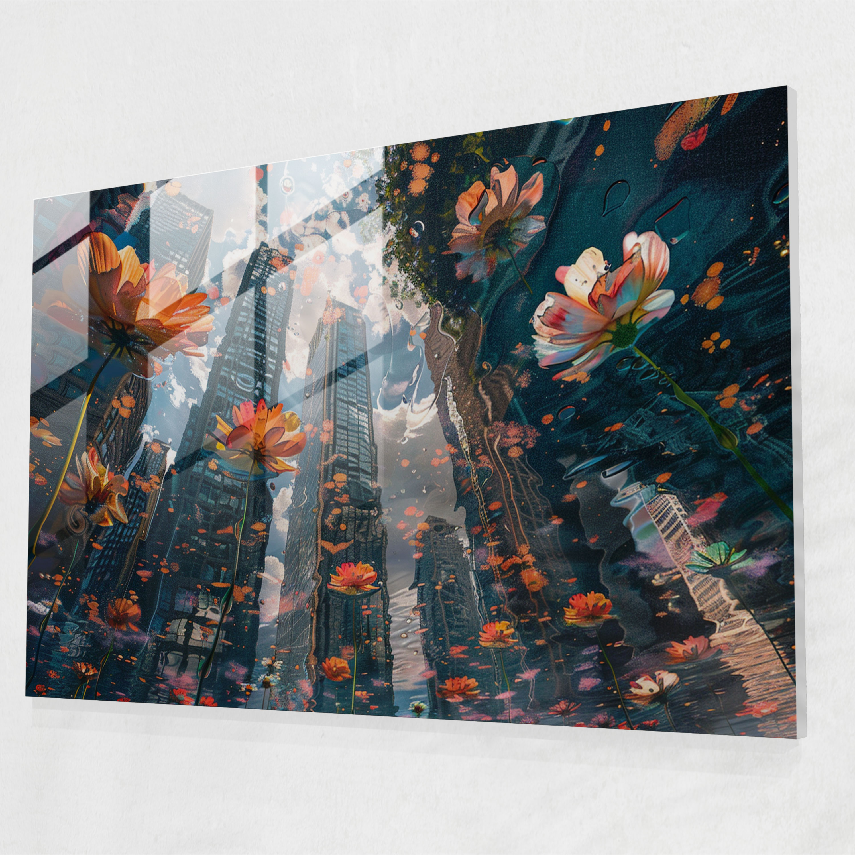 Surrealism Glass Print Wall Decoration - Surrealism Art, Cityscape, Surrealism Art, Wall Decoration