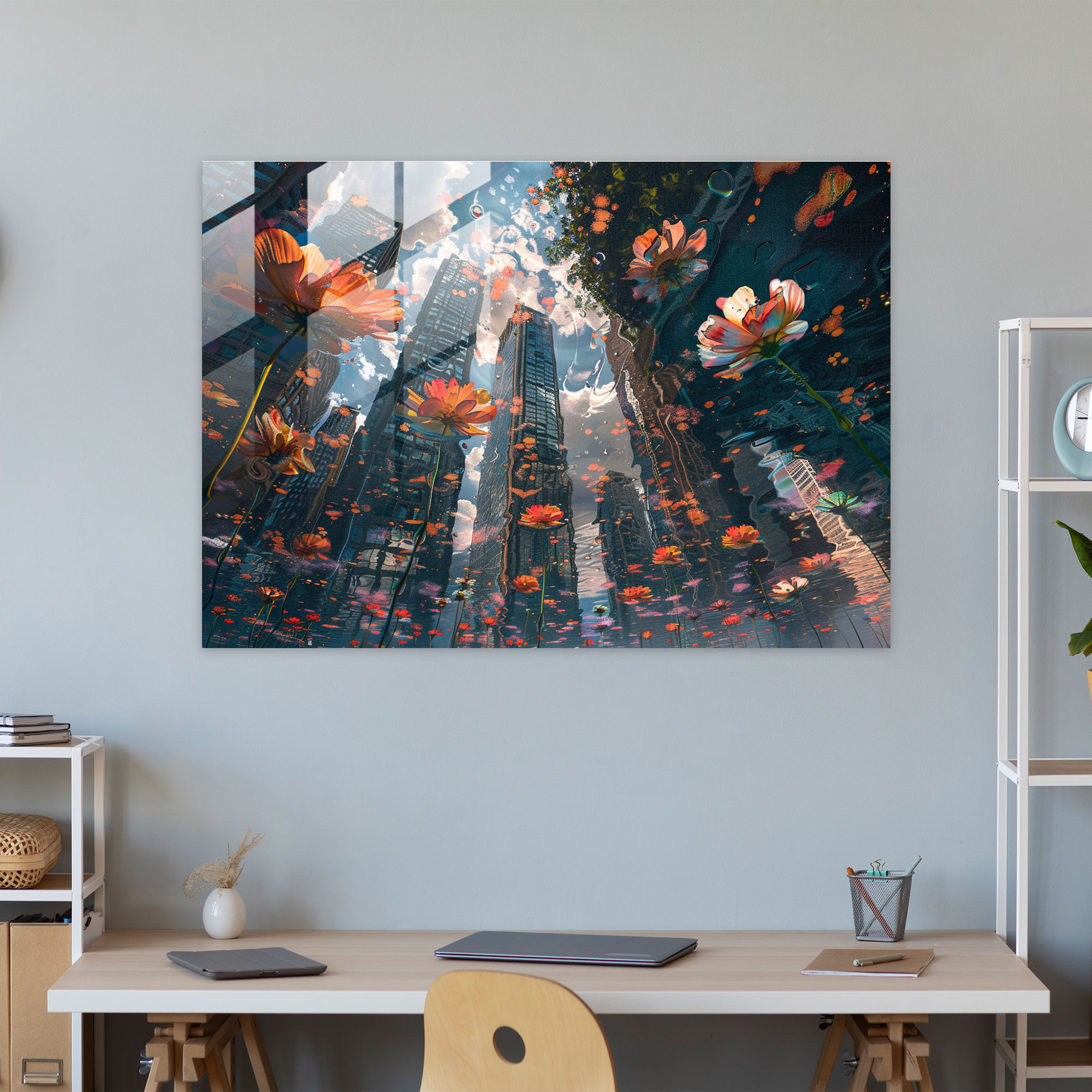 Surrealism Glass Print Wall Decoration - Surrealism Art, Cityscape, Surrealism Art, Wall Decoration