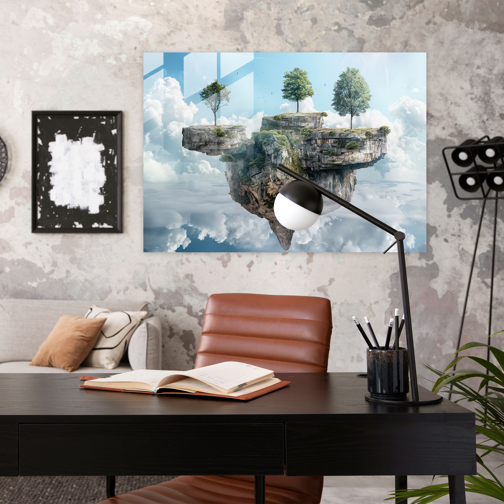 Floating Isles Glass Wall Decoration - Surrealism Art, Modern Art, Surrealism Art, Glass Art