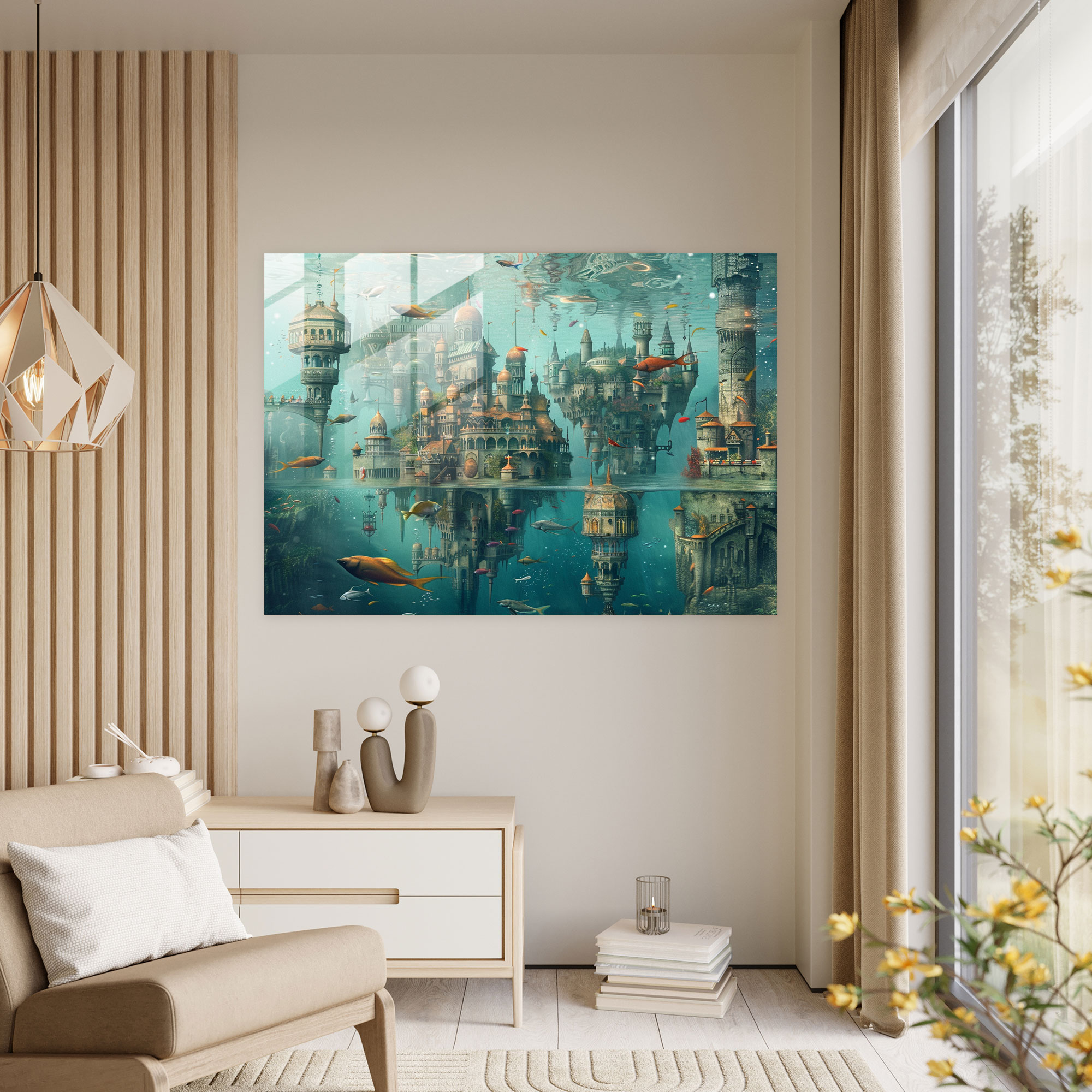 Underwater City Surrealism Home Decoration - Surrealism Art, Home Decoration, Wall Decoration, Glass Art
