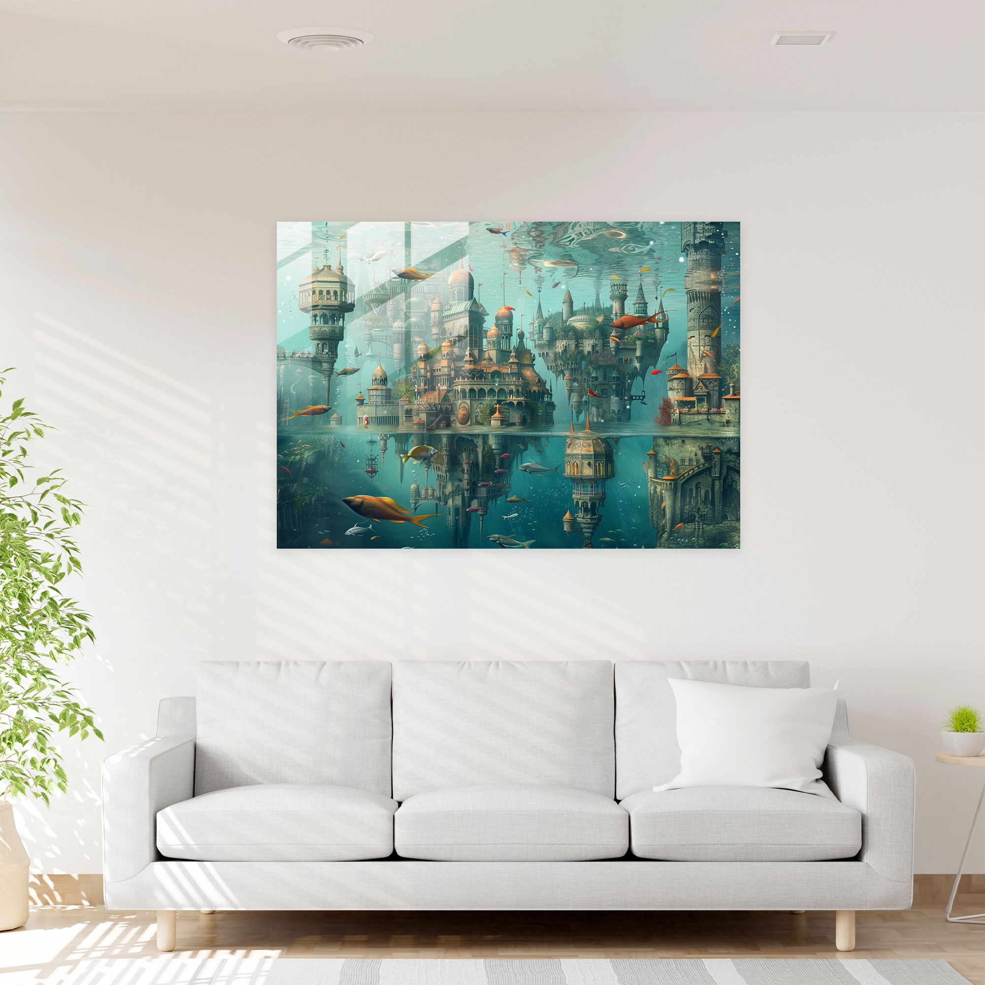 Underwater City Surrealism Home Decoration - Surrealism Art, Home Decoration, Wall Decoration, Glass Art