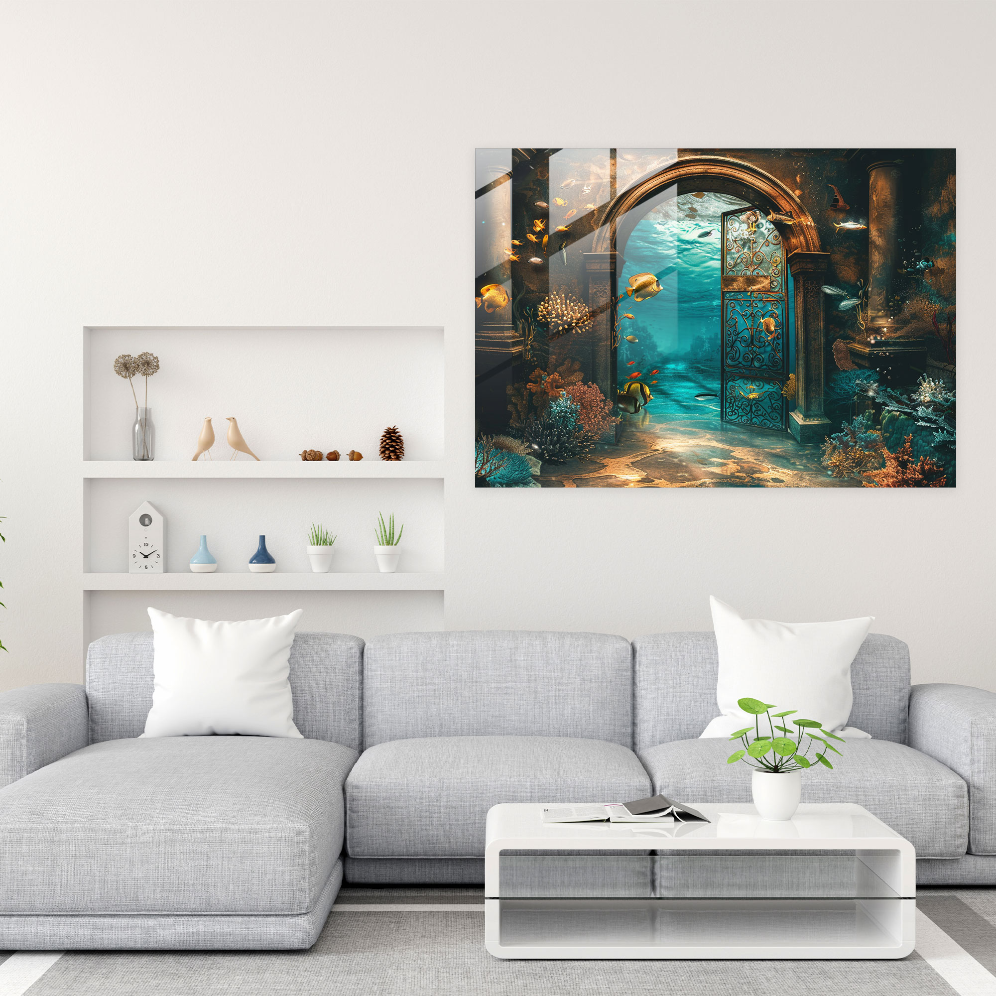 Underwater Door Glass Wall Art - Surrealism Art, Surrealism Art, Fantasy, Glass Art