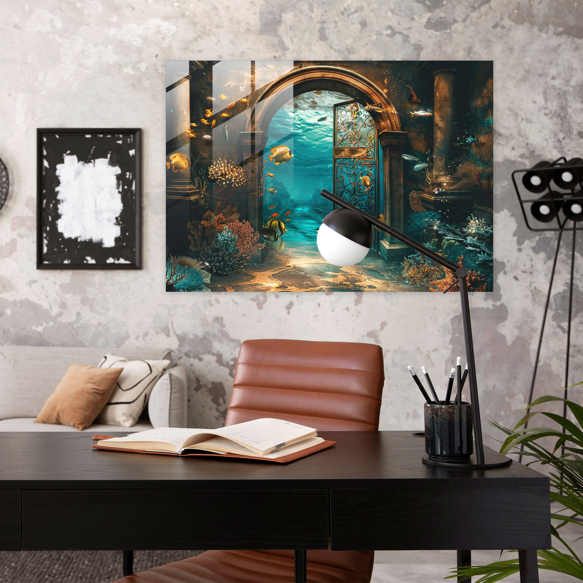 Underwater Door Glass Wall Art - Surrealism Art, Surrealism Art, Fantasy, Glass Art