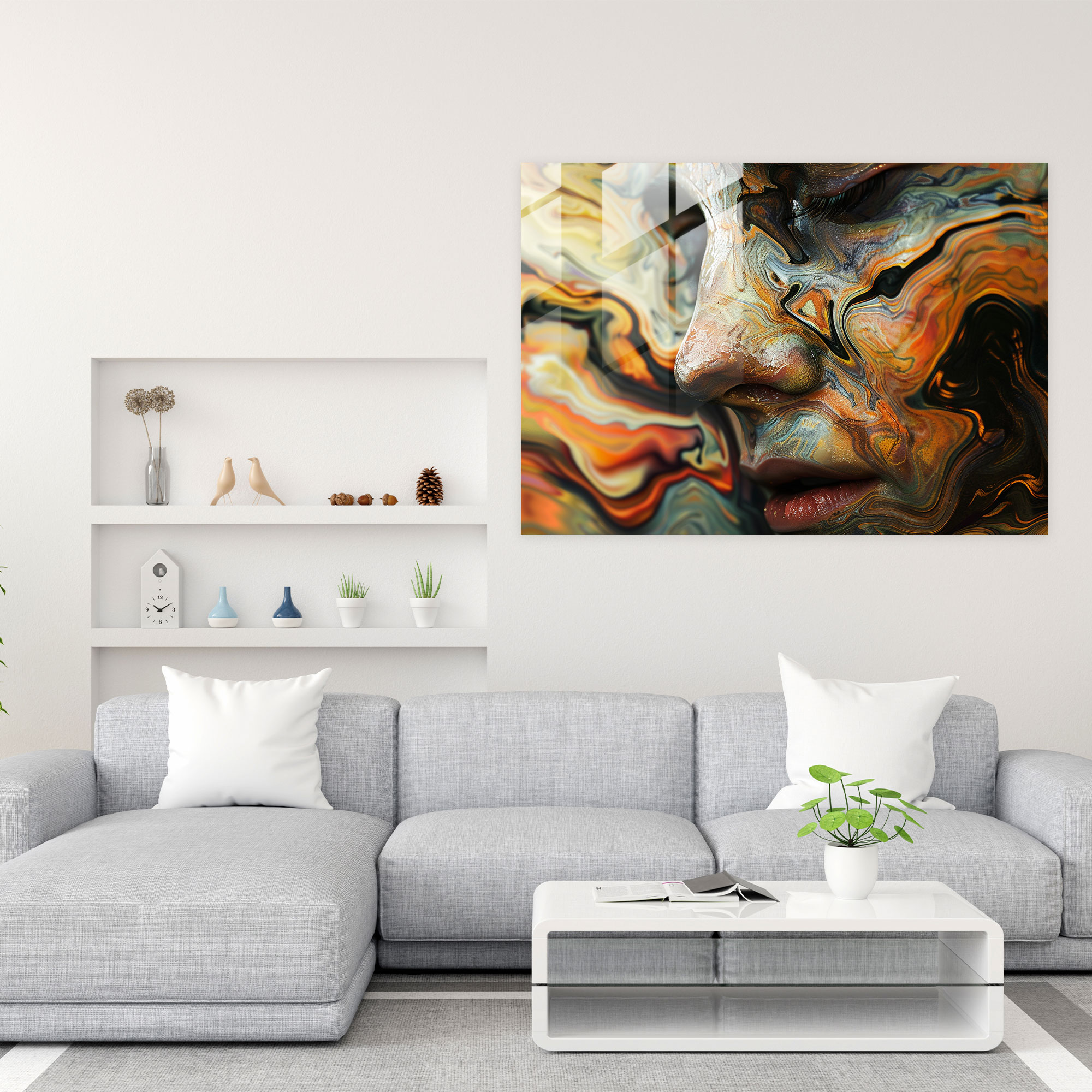 Surrealism Glass Print - Surrealism Art, Wall Decoration, Modern Art, Home Decoration
