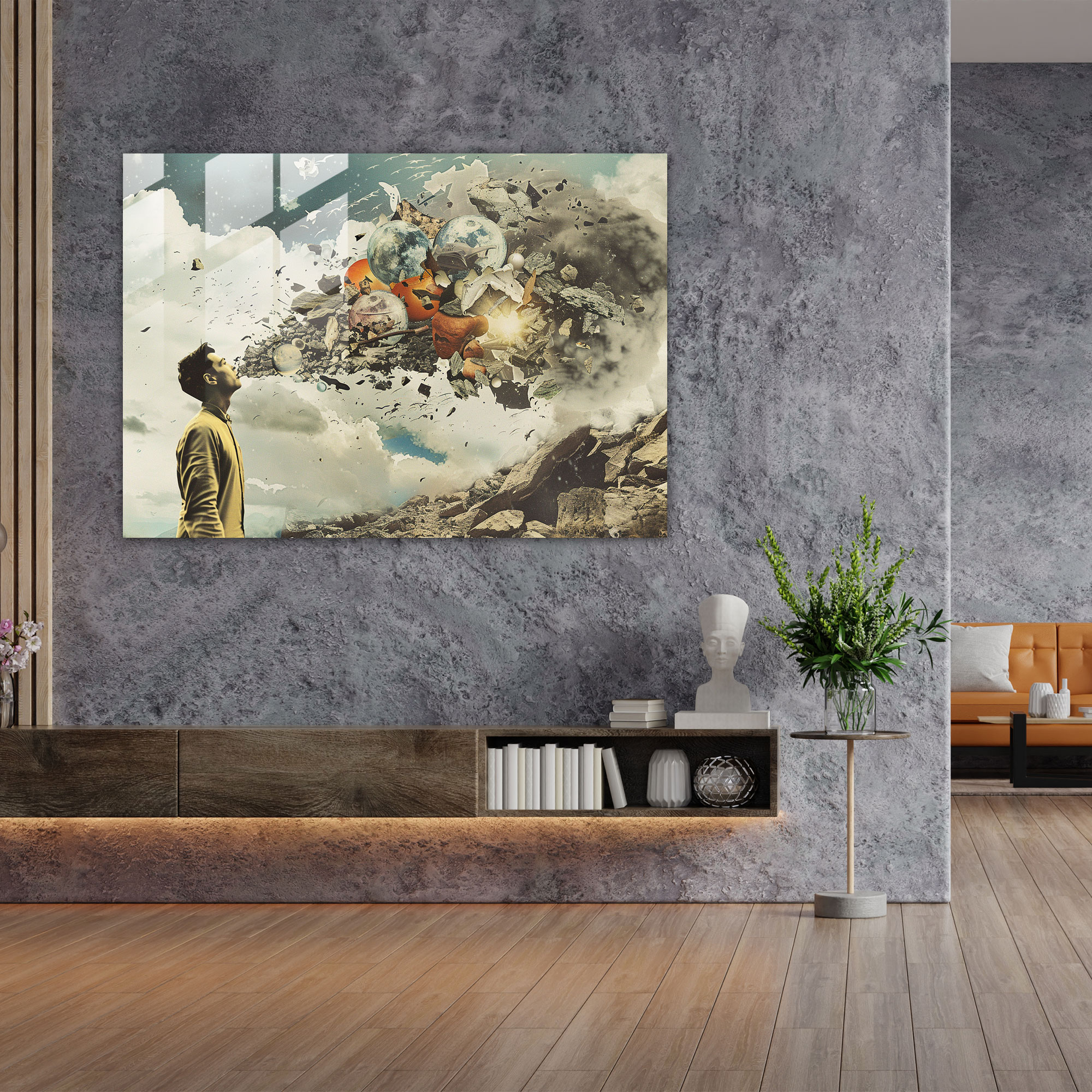Surrealism Glass Print - Surrealism Art, Modern Art, Surrealism Art, Glass Print