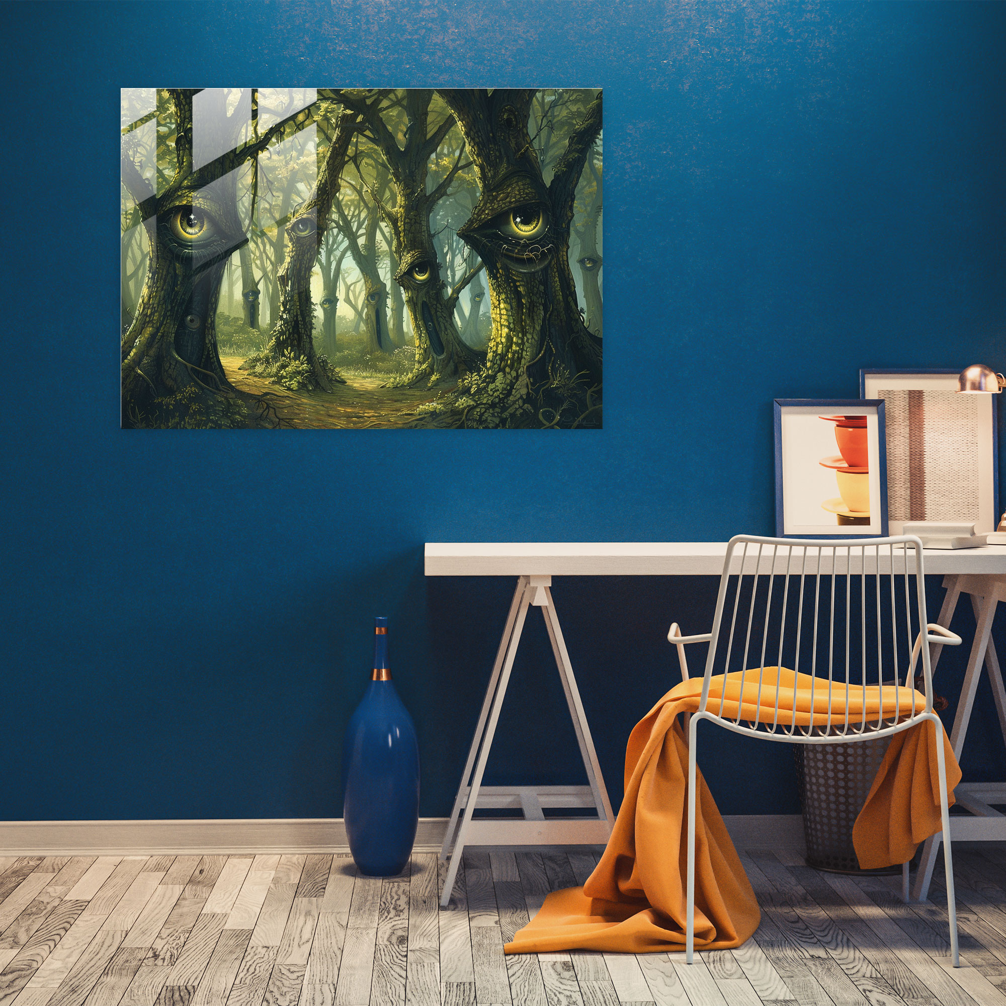 Surrealism Glass Print: Forest Of Eyes - Surrealism Art, Home Decoration, Surrealism Art, Modern Art