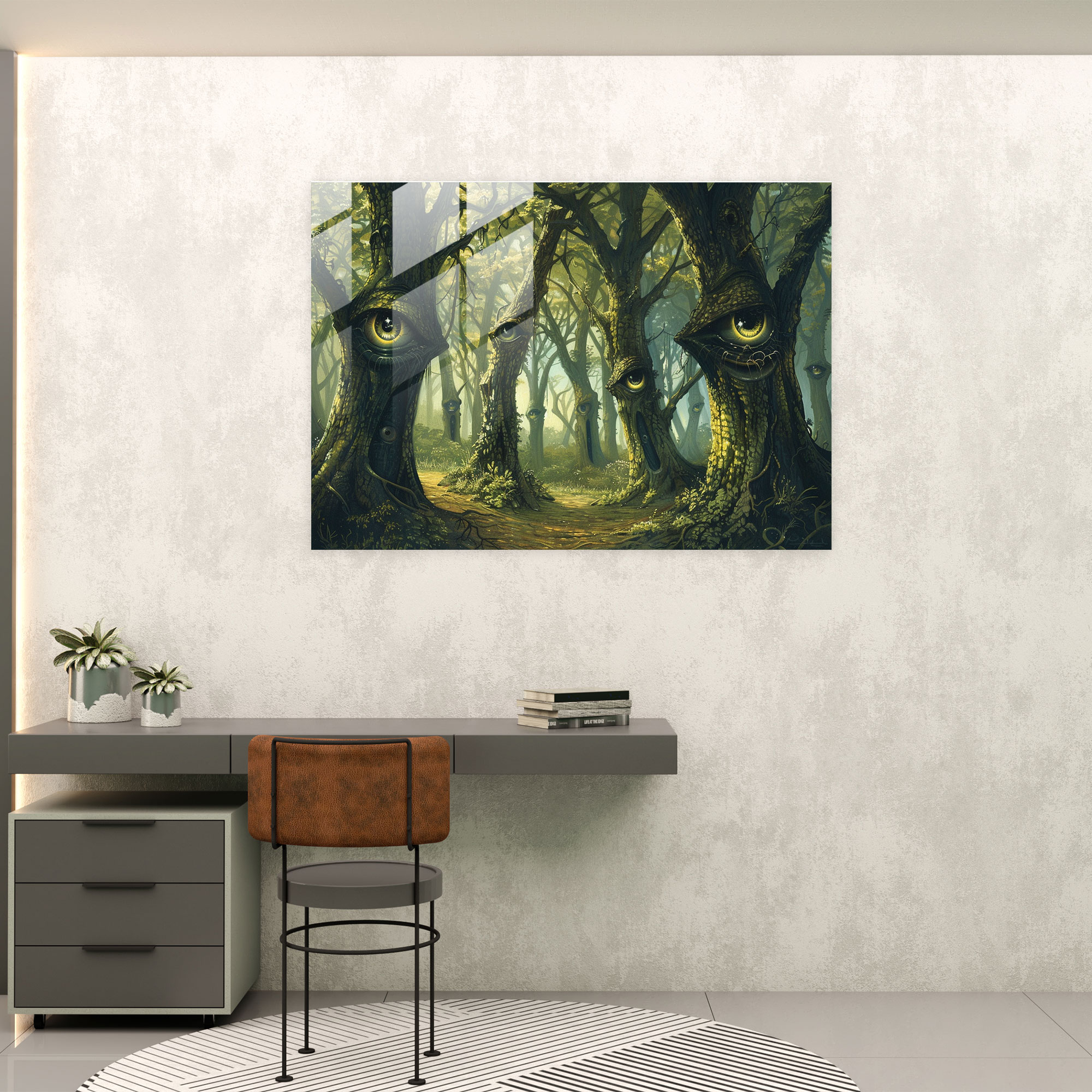 Surrealism Glass Print: Forest Of Eyes - Surrealism Art, Home Decoration, Surrealism Art, Modern Art