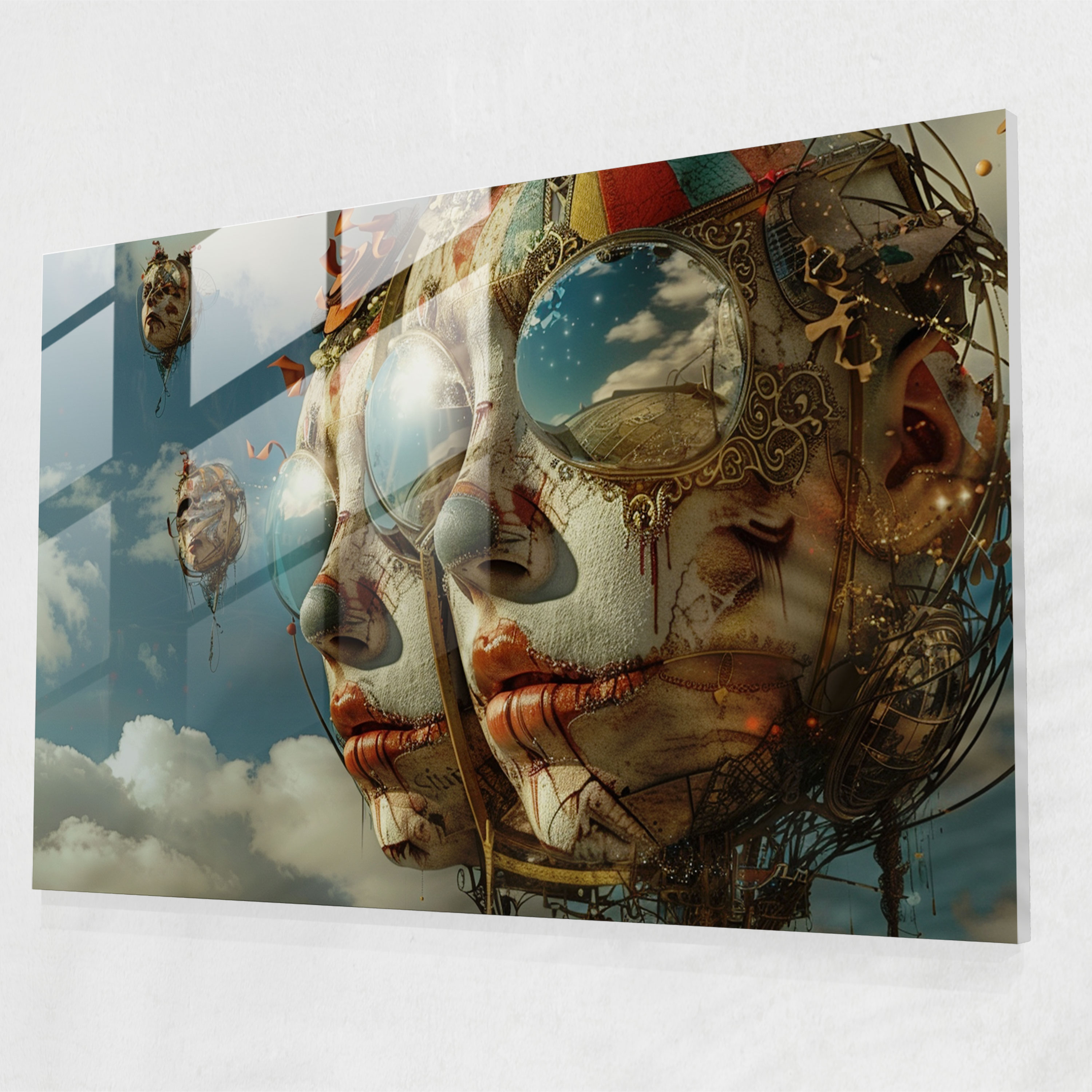 Surrealism Wall Decoration: Carnival Mirrors - Surrealism Art, Glass Print, Glass Art, Surrealism Art