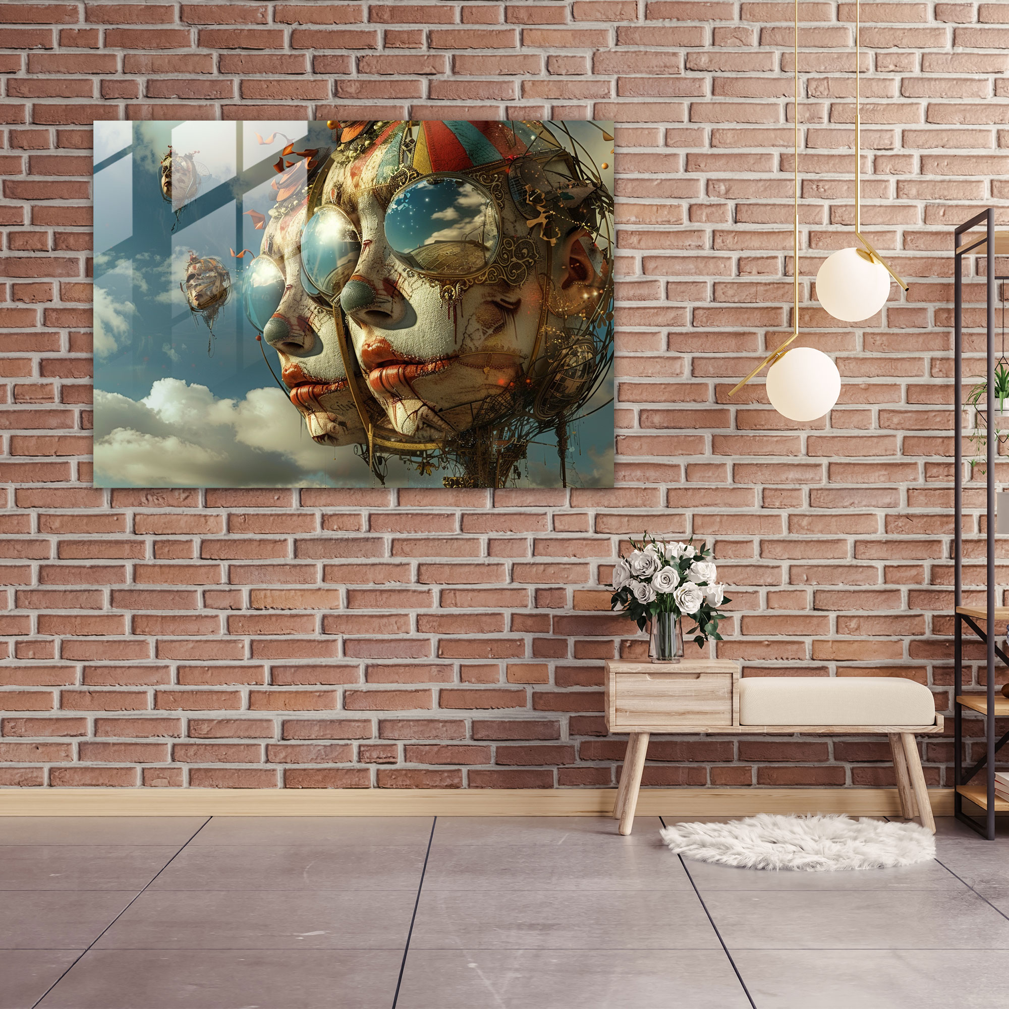 Surrealism Wall Decoration: Carnival Mirrors - Surrealism Art, Glass Print, Glass Art, Surrealism Art